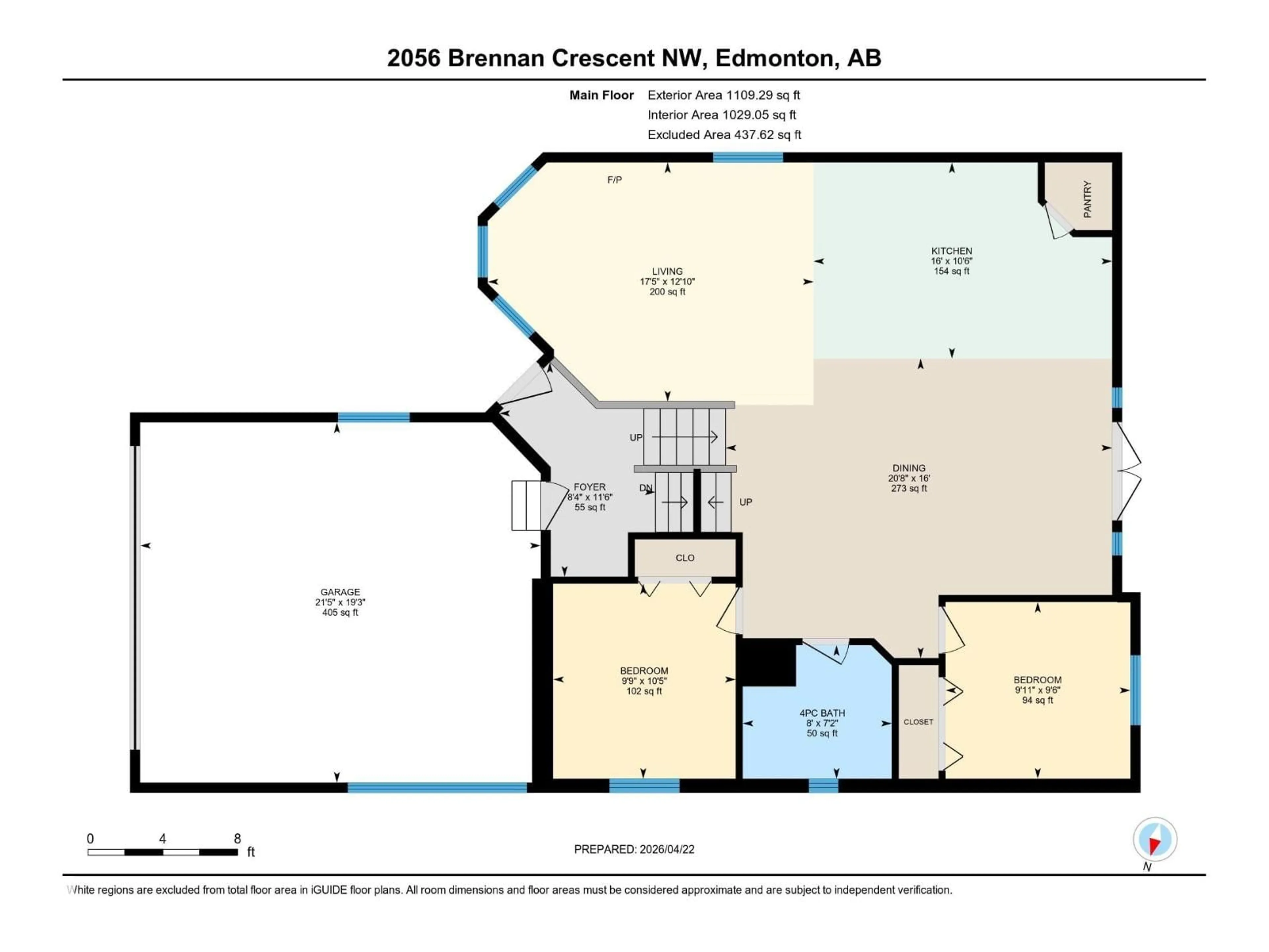 Floor plan for 2056 BRENNAN CR, Edmonton Alberta T5T6S4