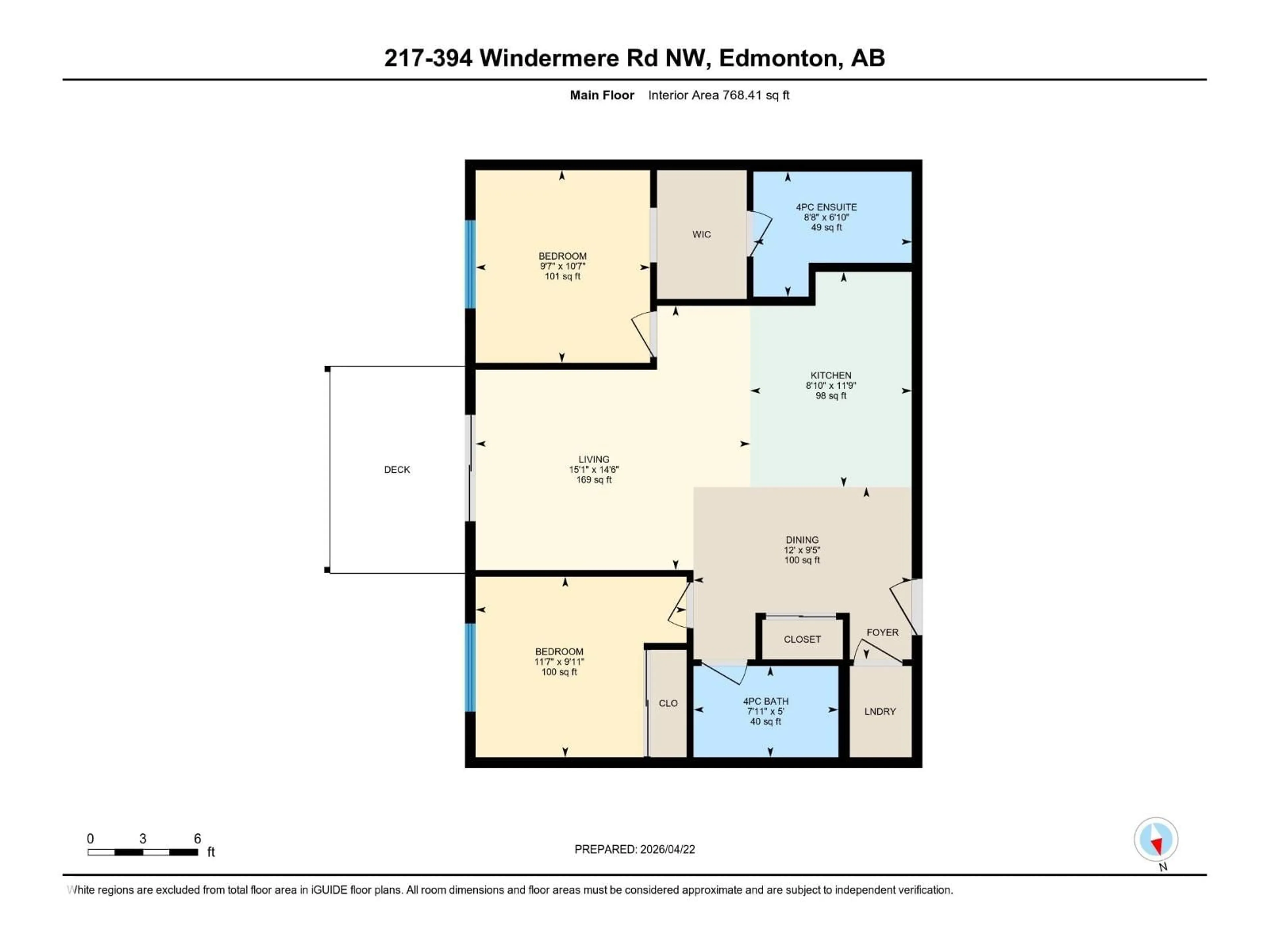 Floor plan for 217 - 394 WINDERMERE RD, Edmonton Alberta T6W0R1