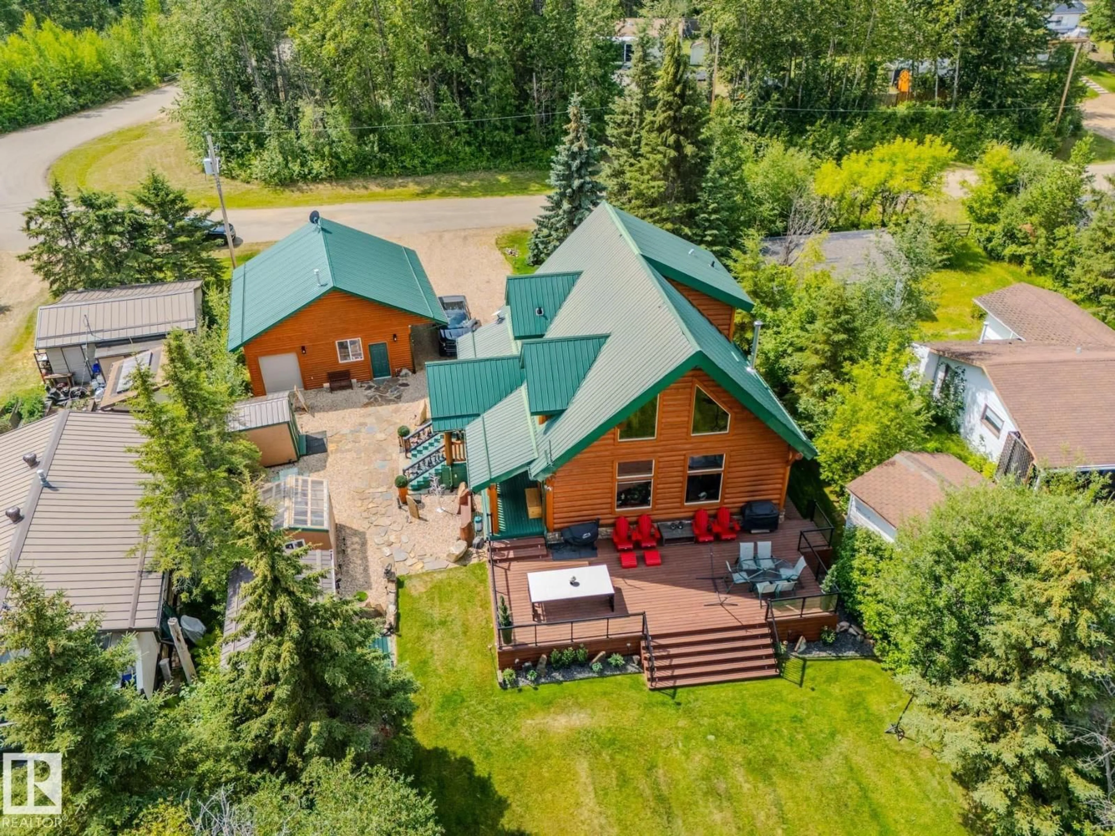 A pic from outside/outdoor area/front of a property/back of a property/a pic from drone, mountain view for 213 LAKESHORE DR, Rural Athabasca County Alberta T9S1C4