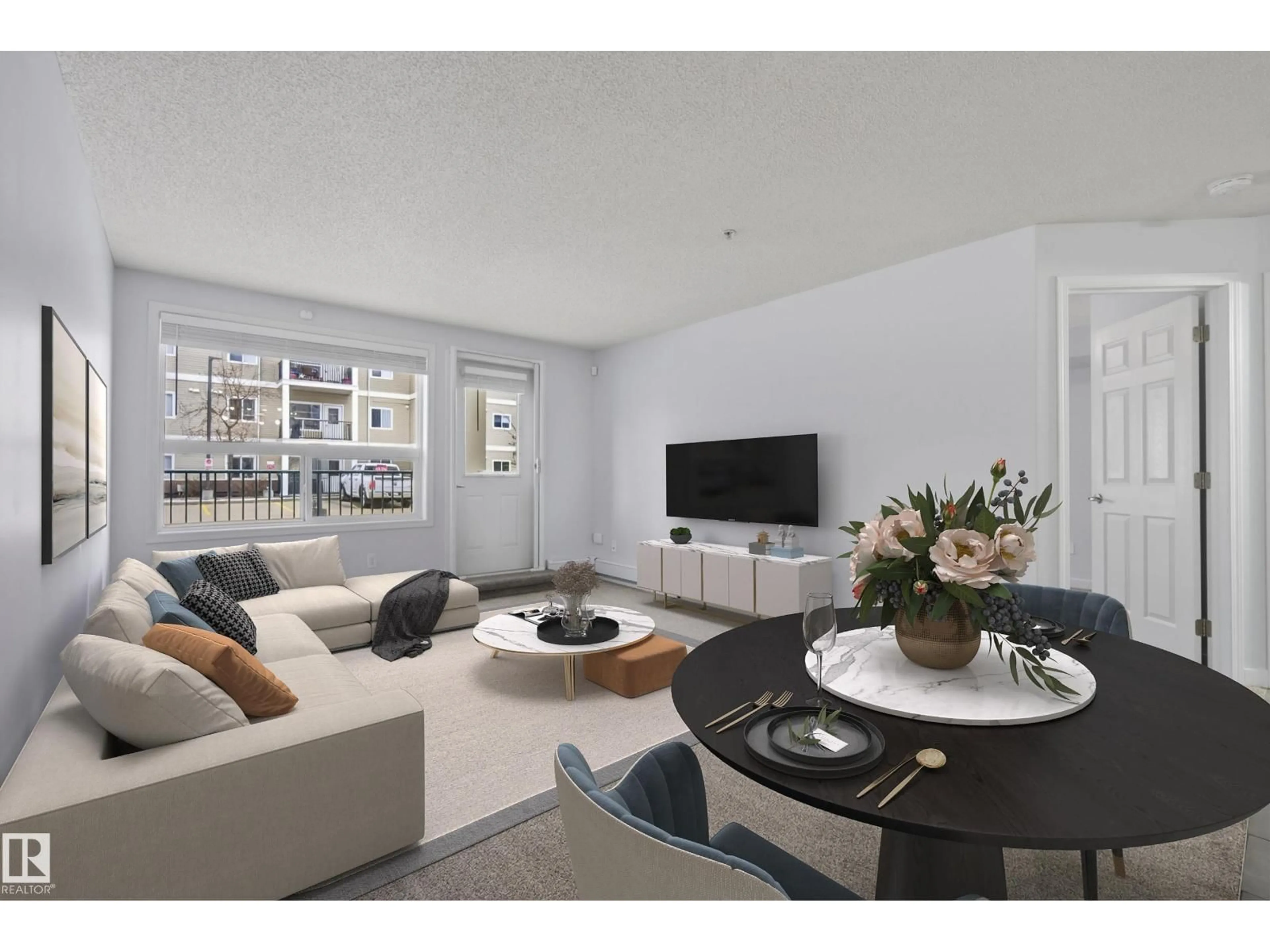 Living room with furniture, unknown for #113 - 13625 34 ST, Edmonton Alberta T5A0E3