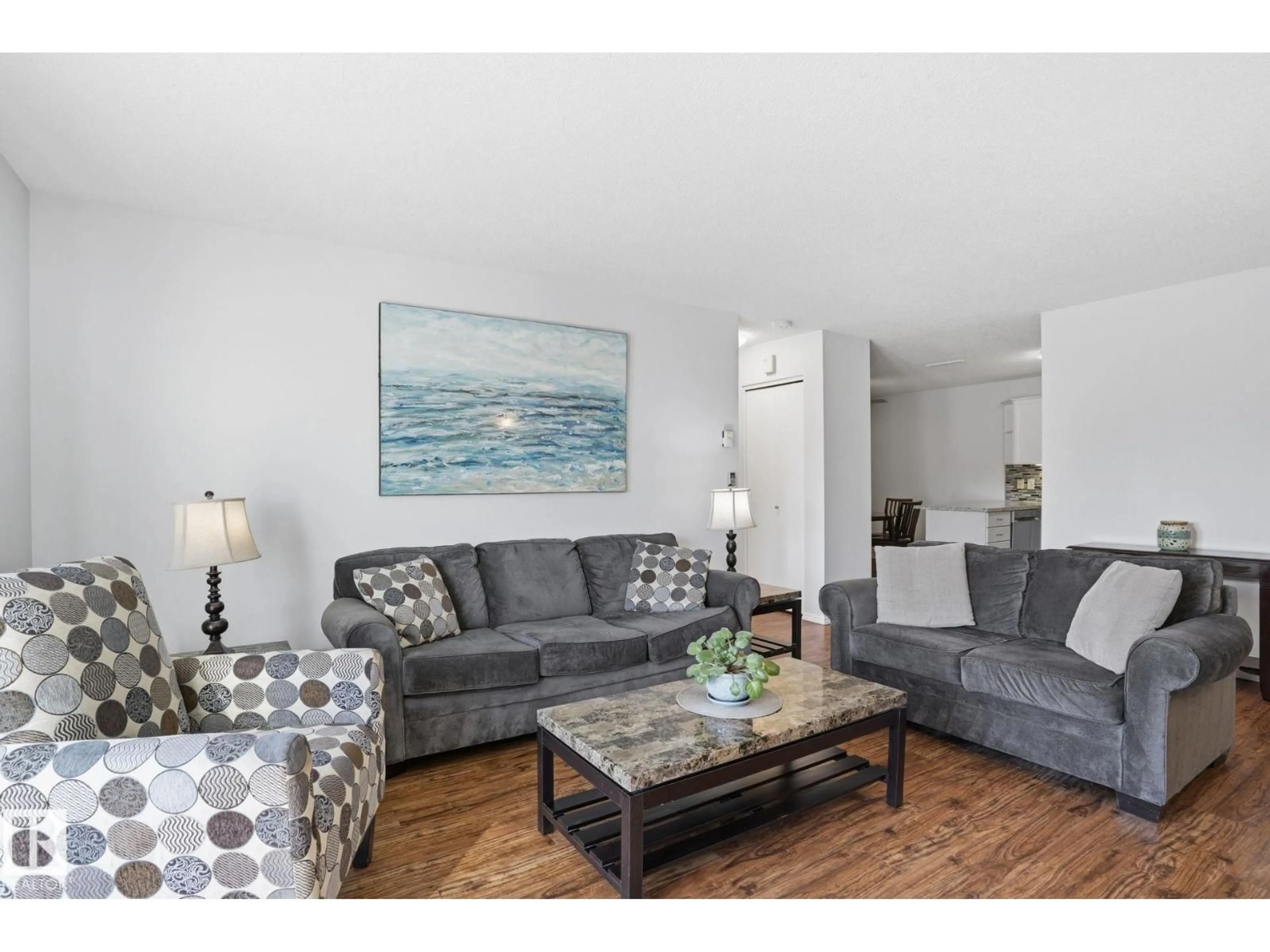 Living room with furniture, wood/laminate floor for #309 - 20 GRANGE DR, St. Albert Alberta T8N6J1
