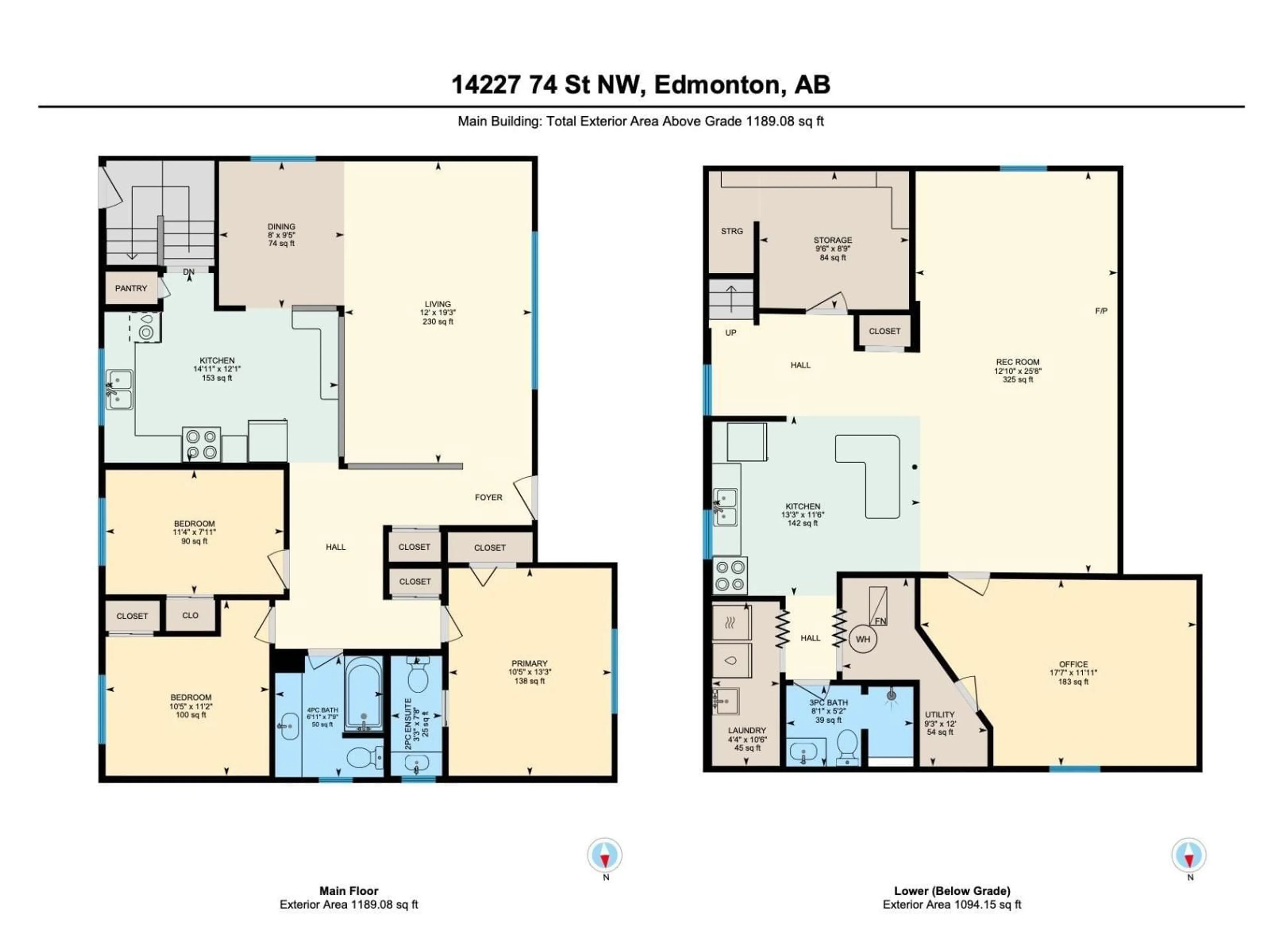 Floor plan for NW - 14227 74 ST, Edmonton Alberta T5C0Y1