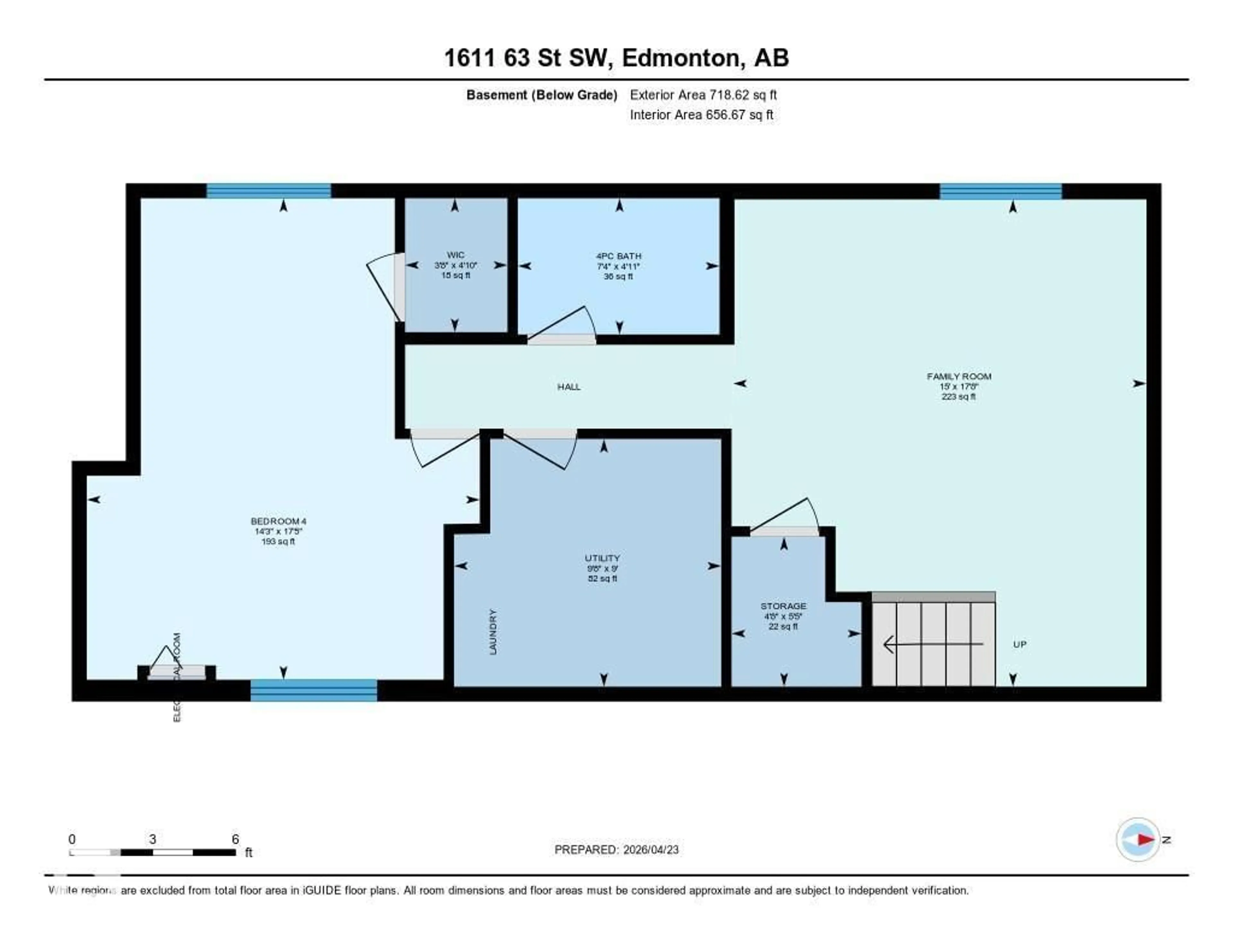 Floor plan for SW - 1611 63 ST, Edmonton Alberta T6X0S2