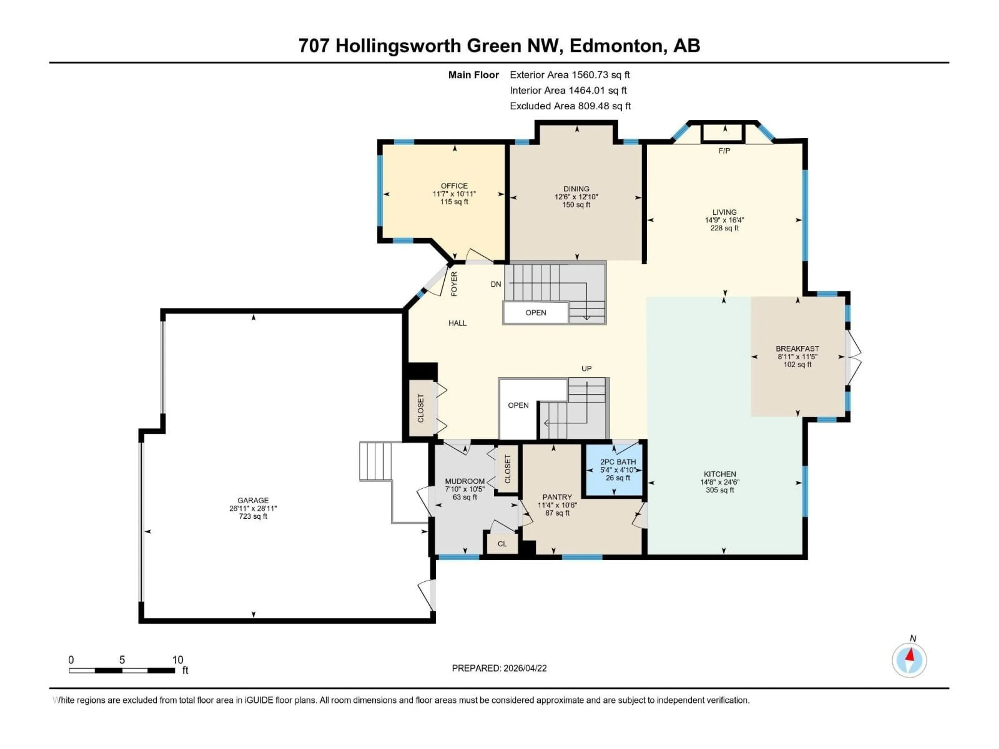 Floor plan for 707 HOLLINGS WORTH GREEN NW, Edmonton Alberta T6R3G7