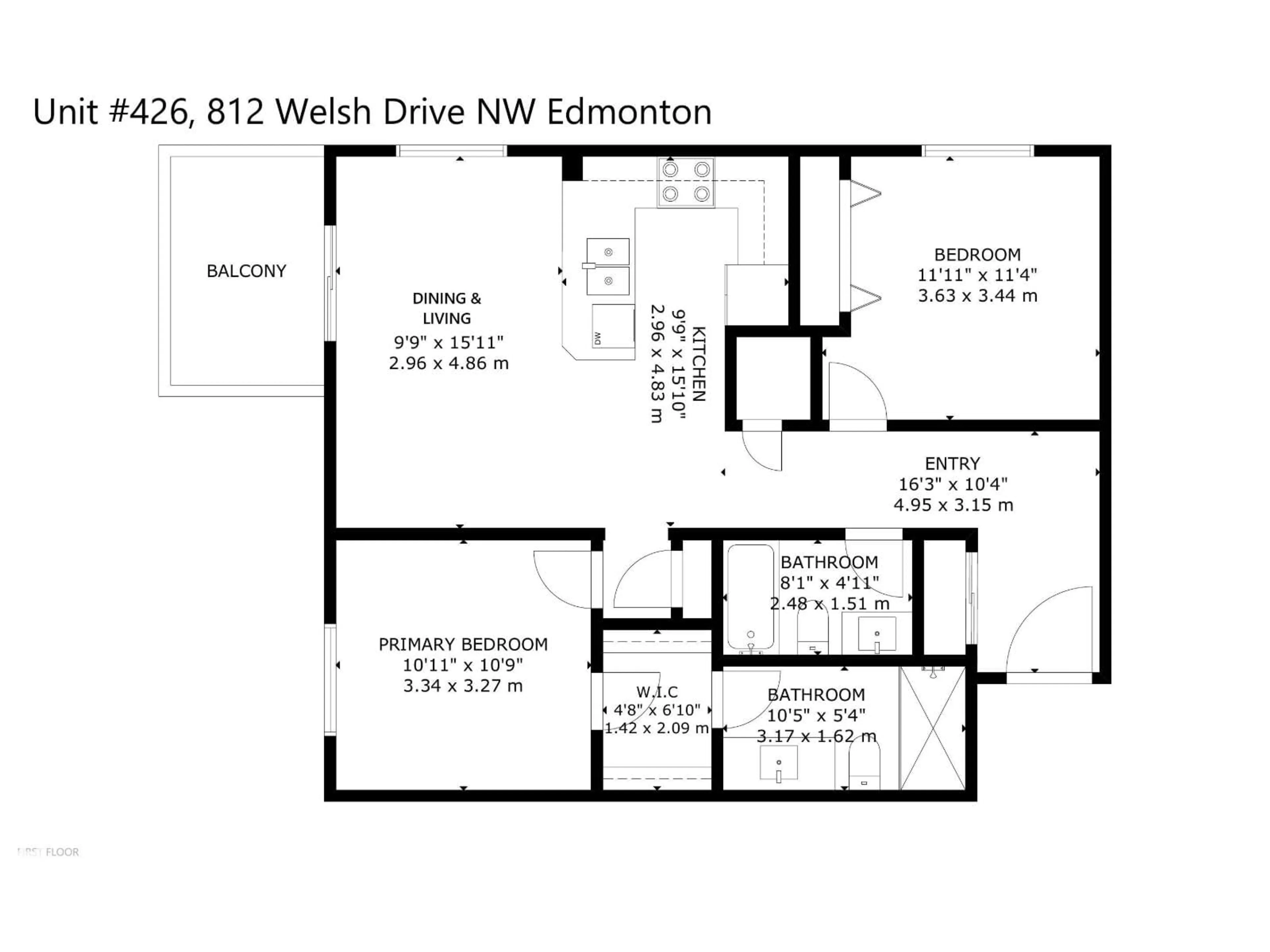 Floor plan for 812 - 426 WELSH DR, Edmonton Alberta T6X1Y7