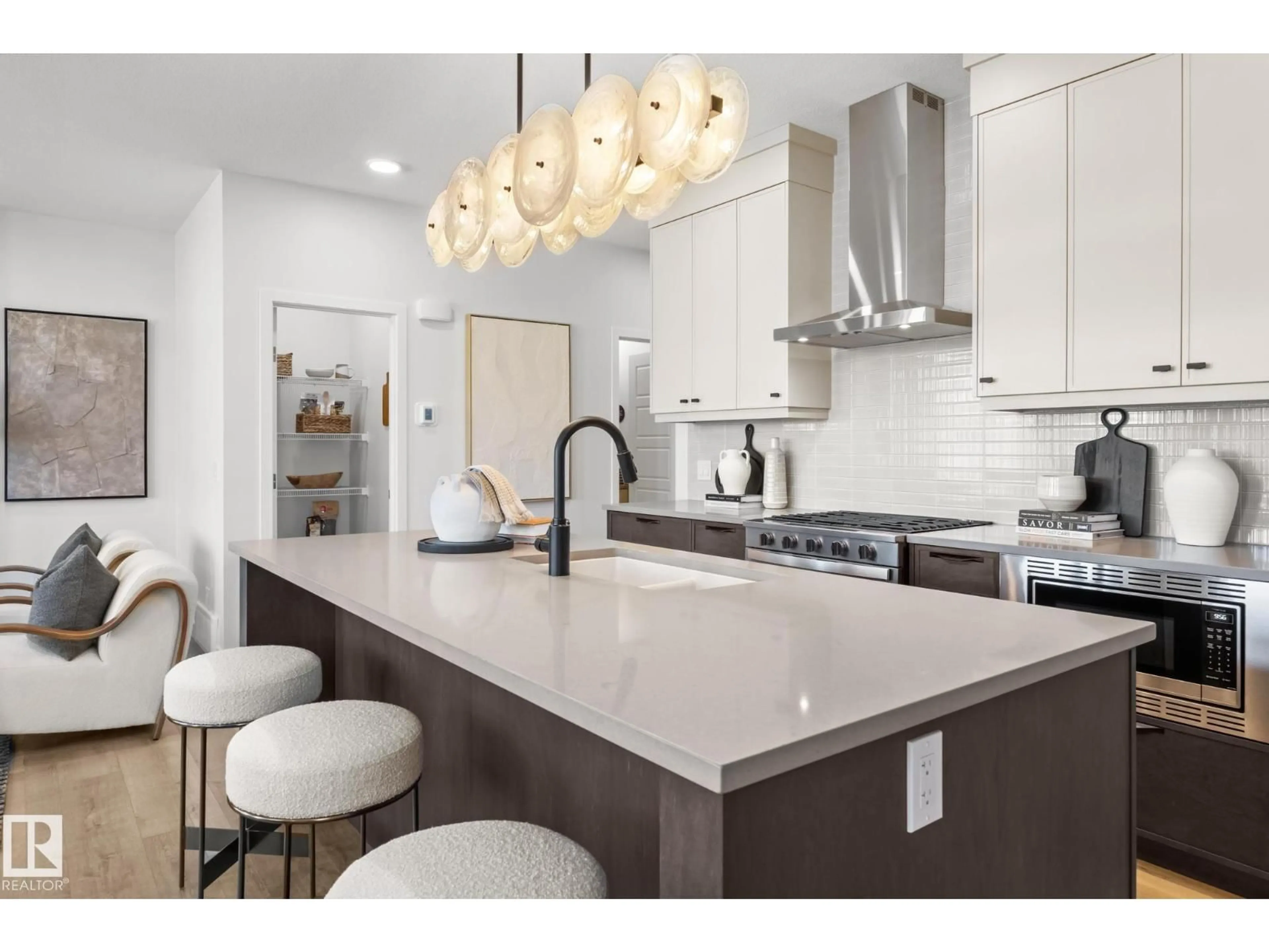 Open concept kitchen, ceramic/tile floor for SW - 3408 126 ST, Edmonton Alberta T6W1R6