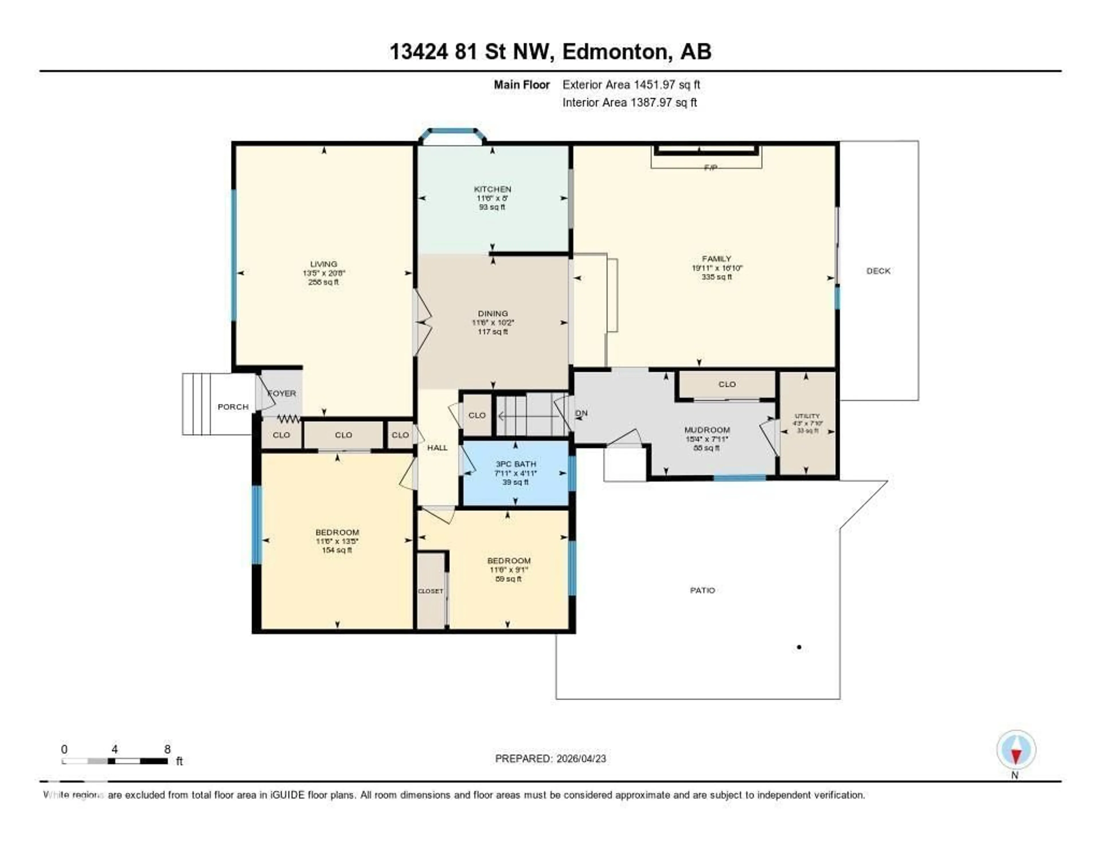 Floor plan for 13424 81 ST, Edmonton Alberta T5C1N7