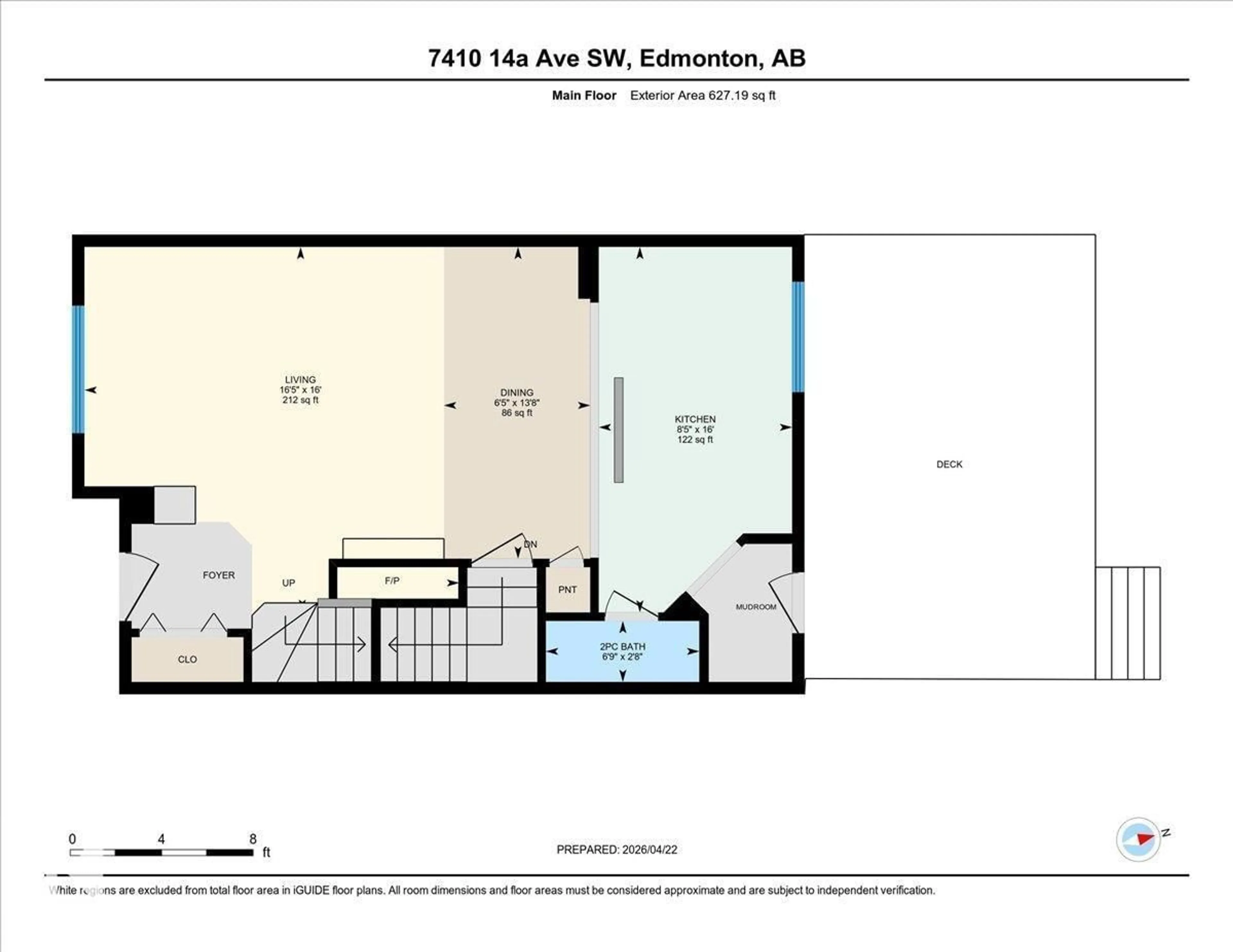Floor plan for SW - 7410 14A AV, Edmonton Alberta T6X0C3