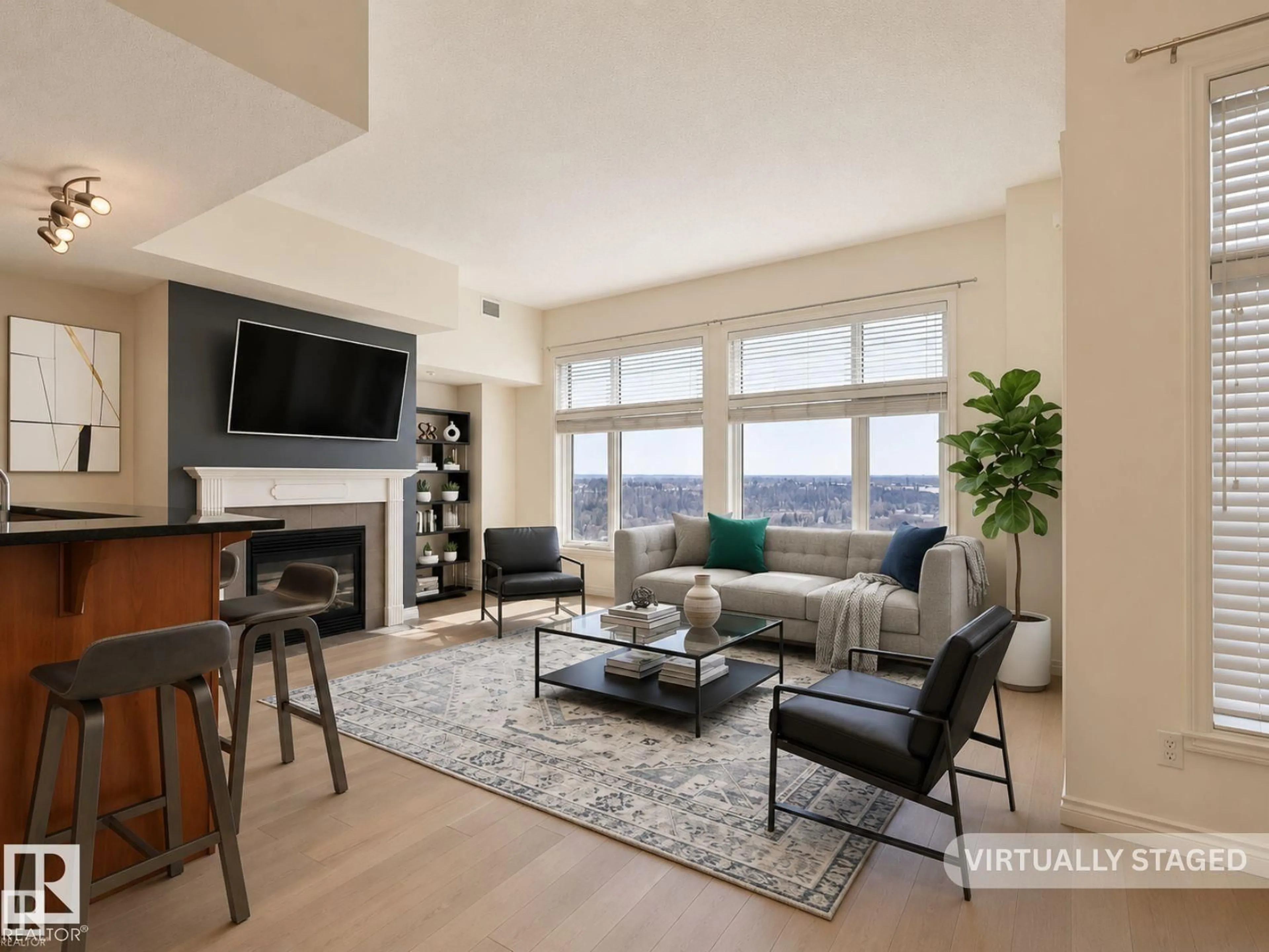 Living room with furniture, unknown for #906 - 9020 JASPER AV, Edmonton Alberta T5H3S8