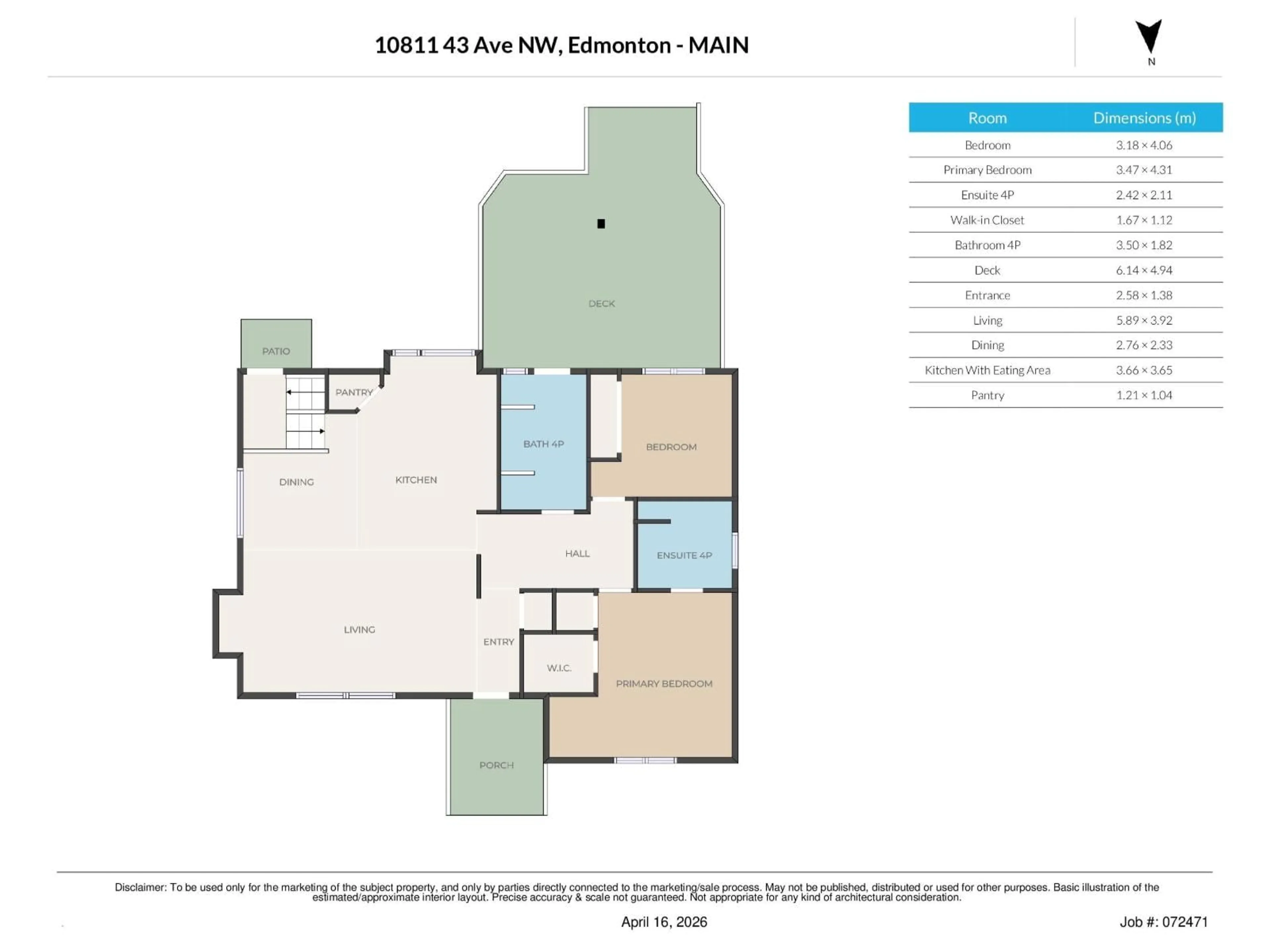 Floor plan for 10811 43 AV, Edmonton Alberta T6J2R3
