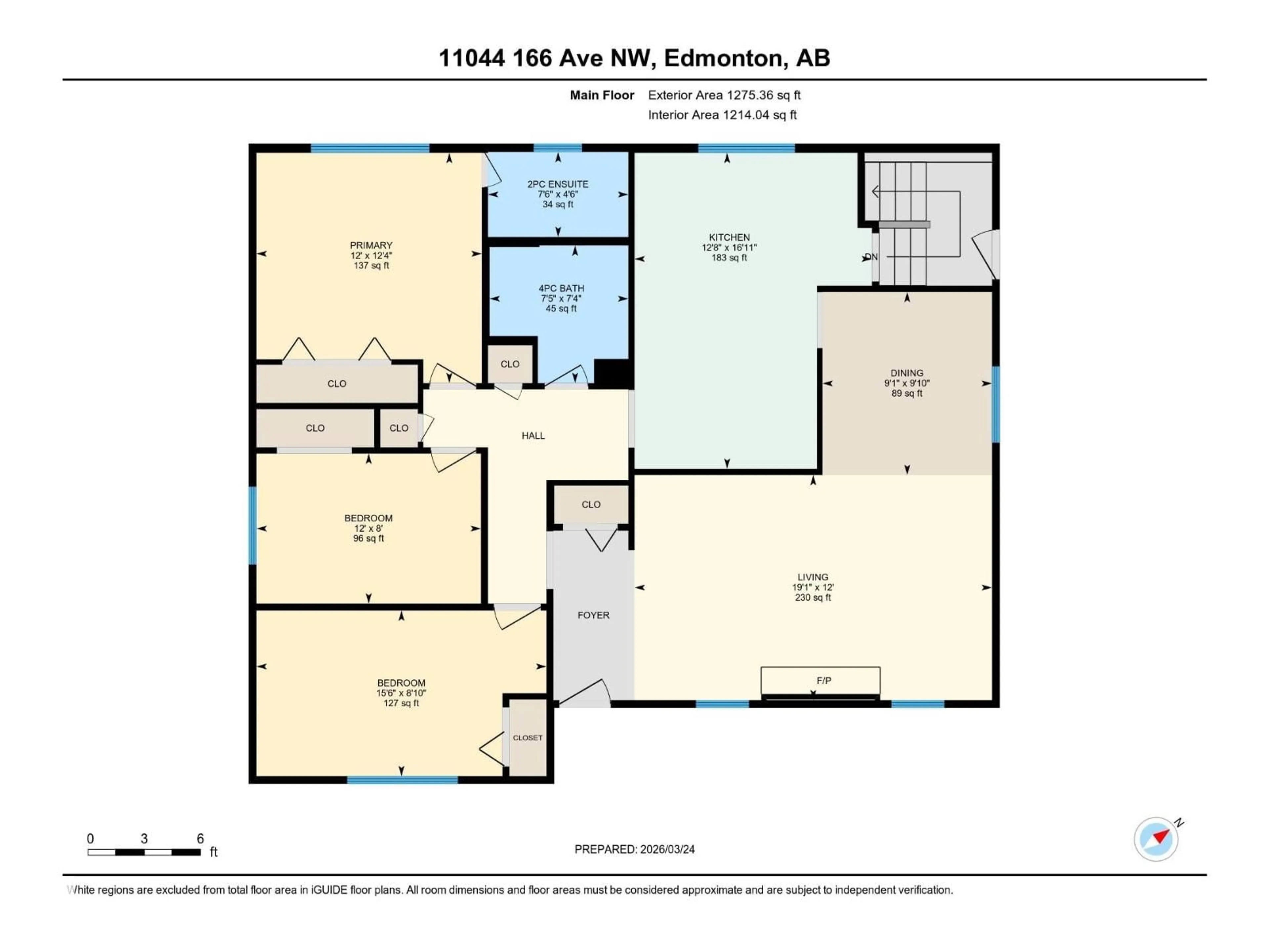 Floor plan for 11044 166 AV, Edmonton Alberta T5X1Y3