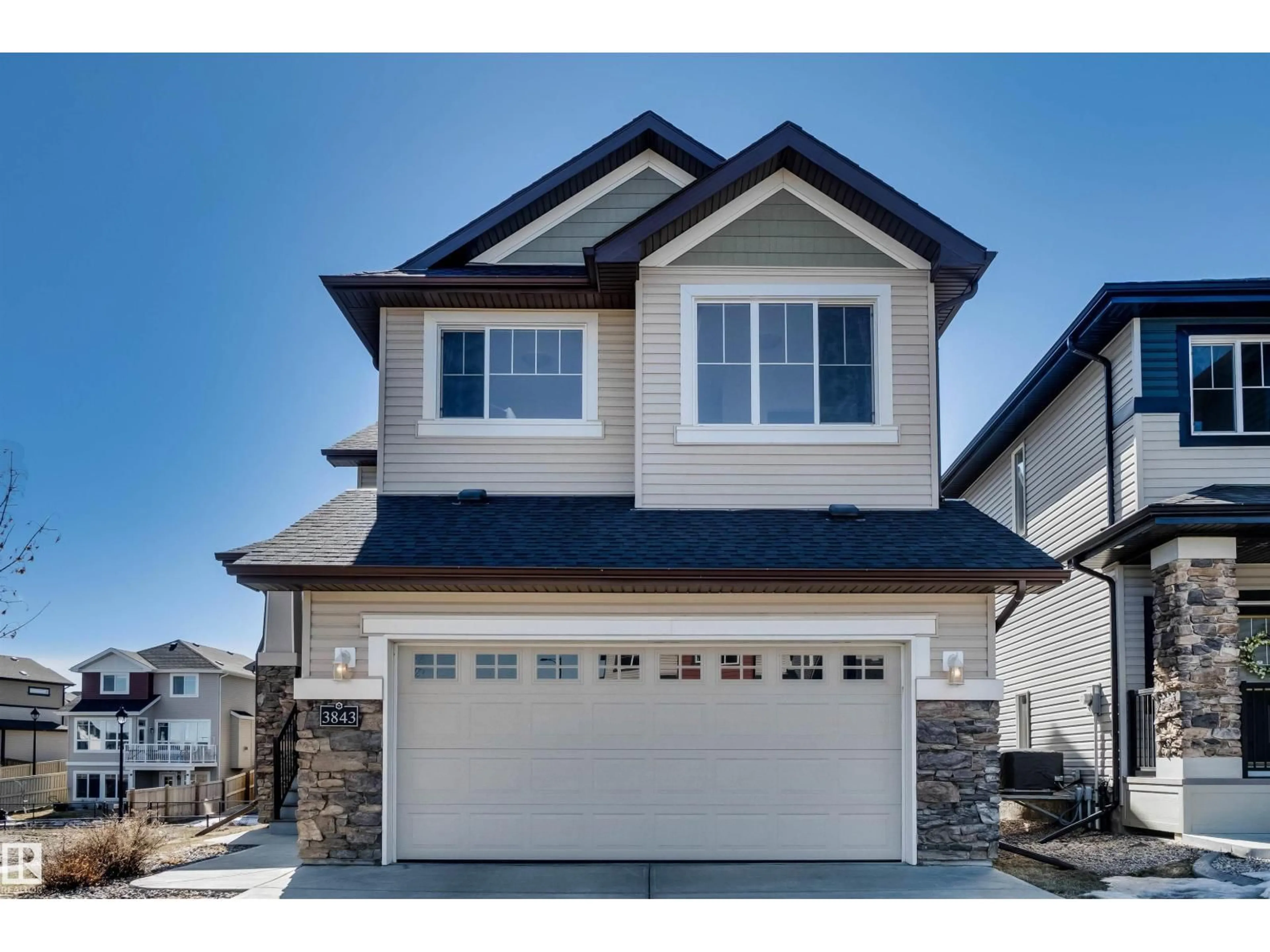 Home with vinyl exterior material, street for SW - 3843 AGAR GR, Edmonton Alberta T6W0W9