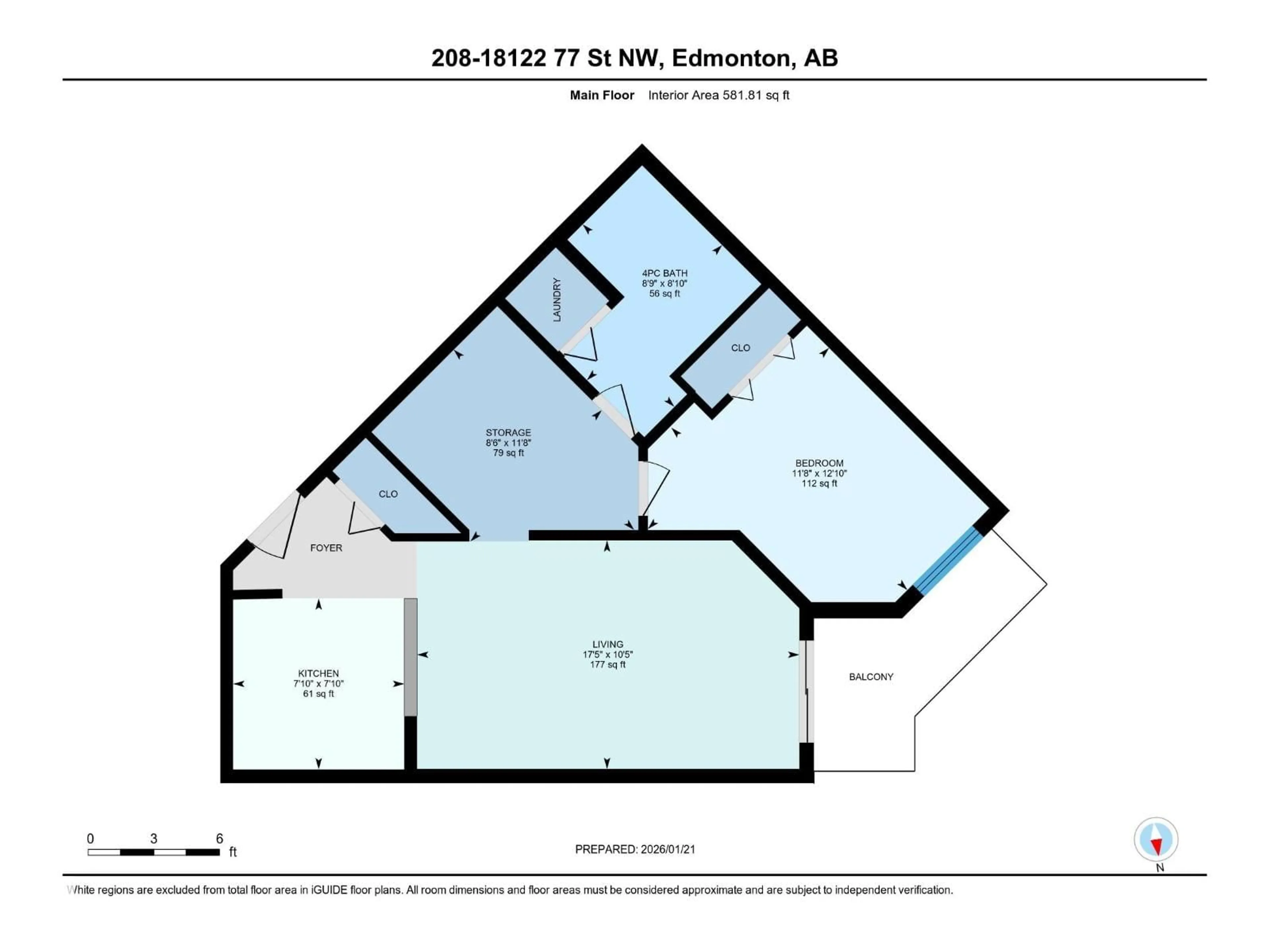 Floor plan for #208 - 18122 77 ST NW, Edmonton Alberta T5Z0N7
