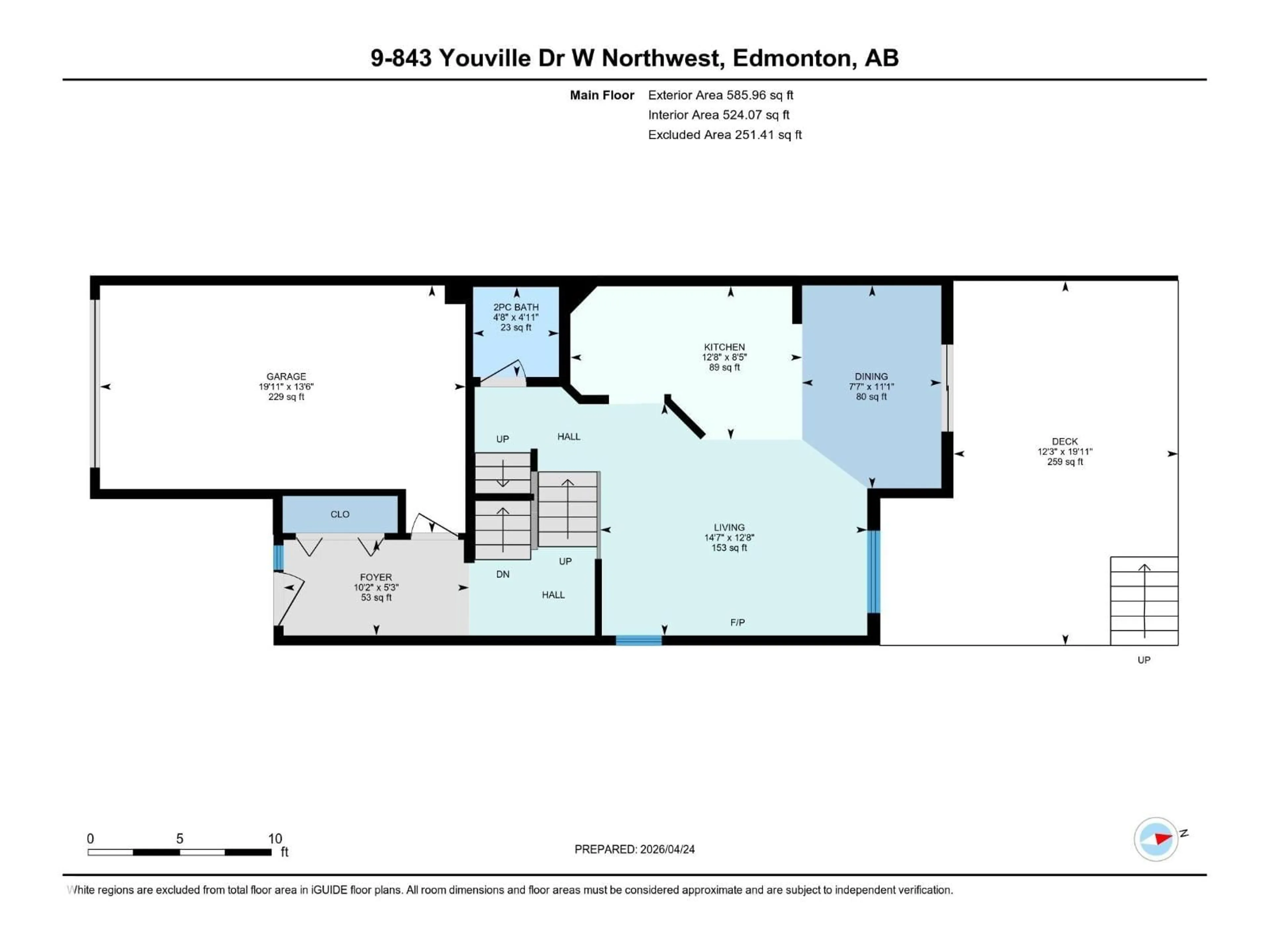 Floor plan for 9 - 843 YOUVILLE DR W NW, Edmonton Alberta T6L6X8