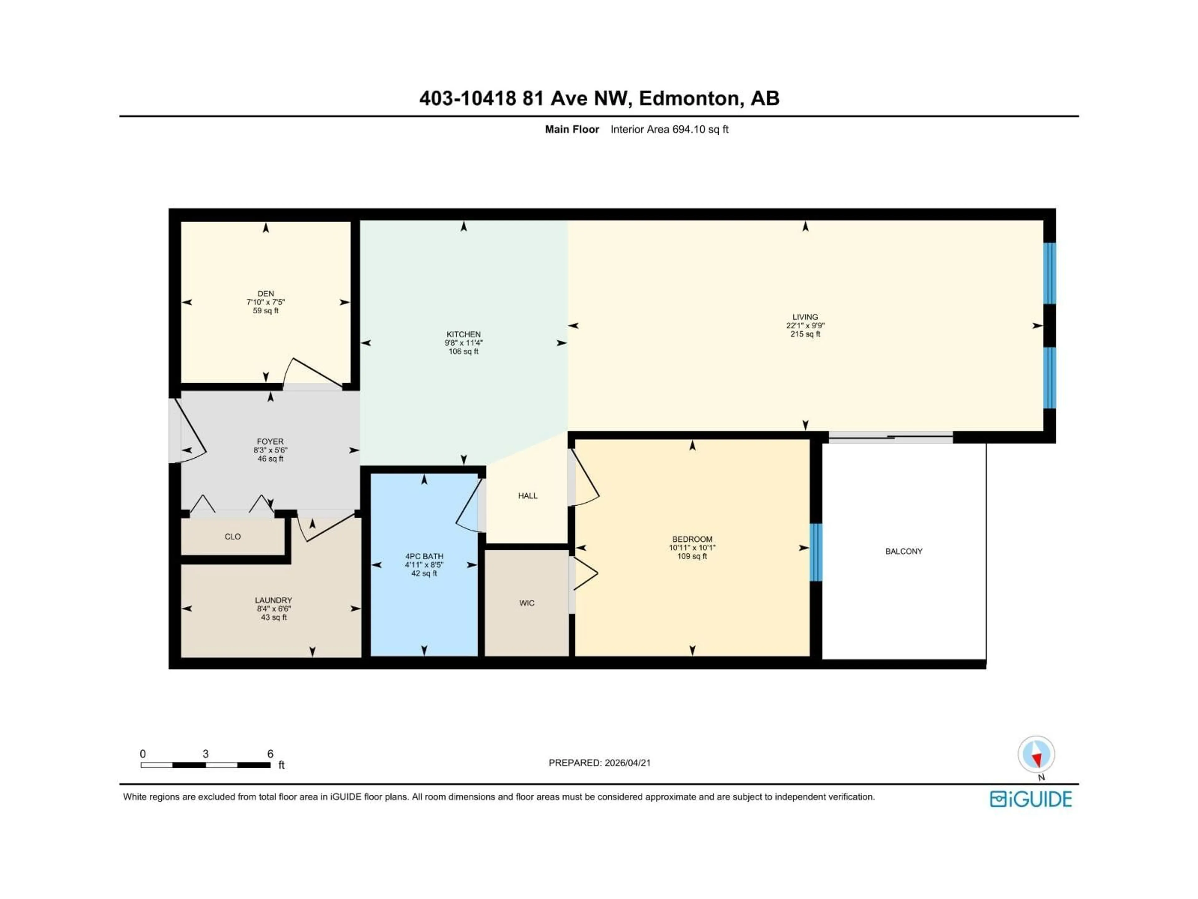 Floor plan for #403 - 10418 81 AV, Edmonton Alberta T6E1X5