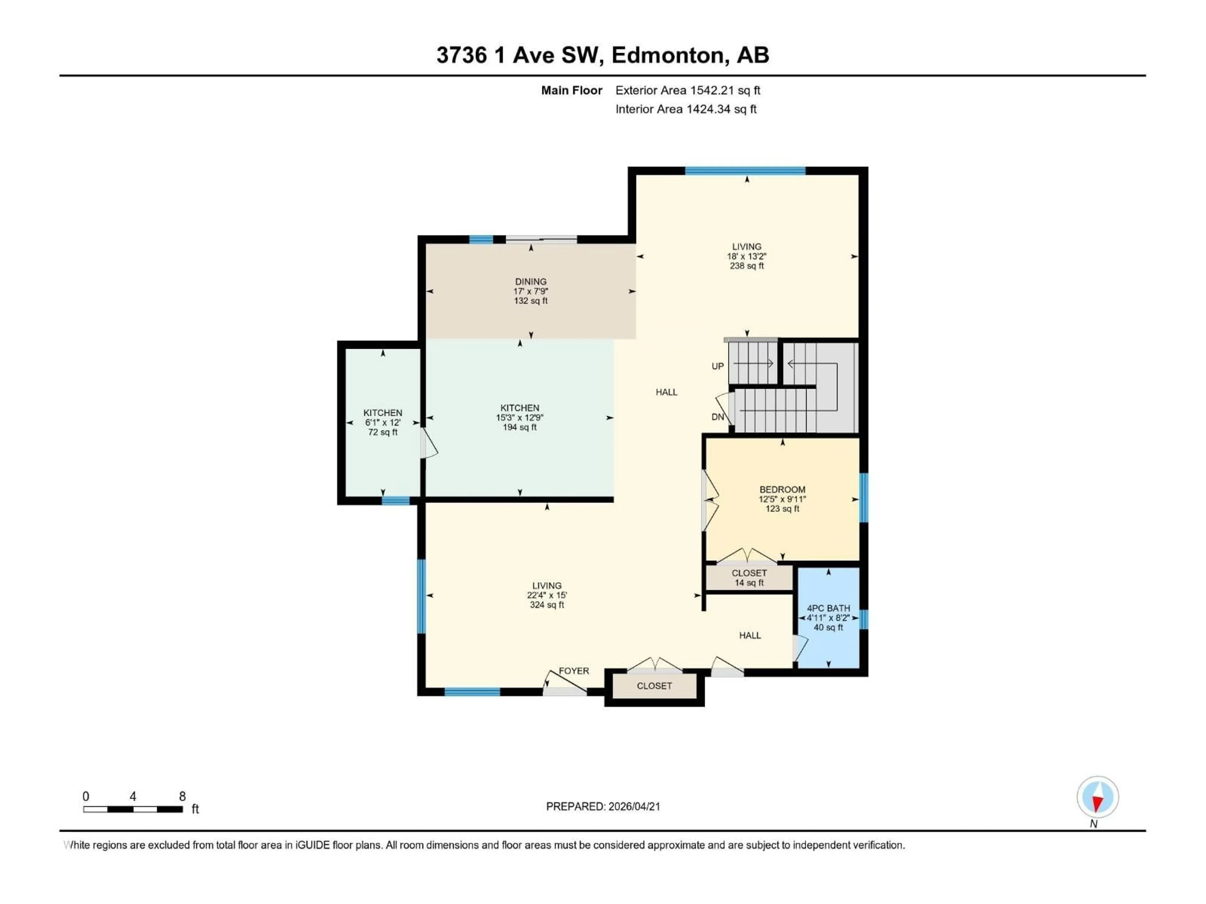 Floor plan for 3736 1 AV SW, Edmonton Alberta T6X2W3