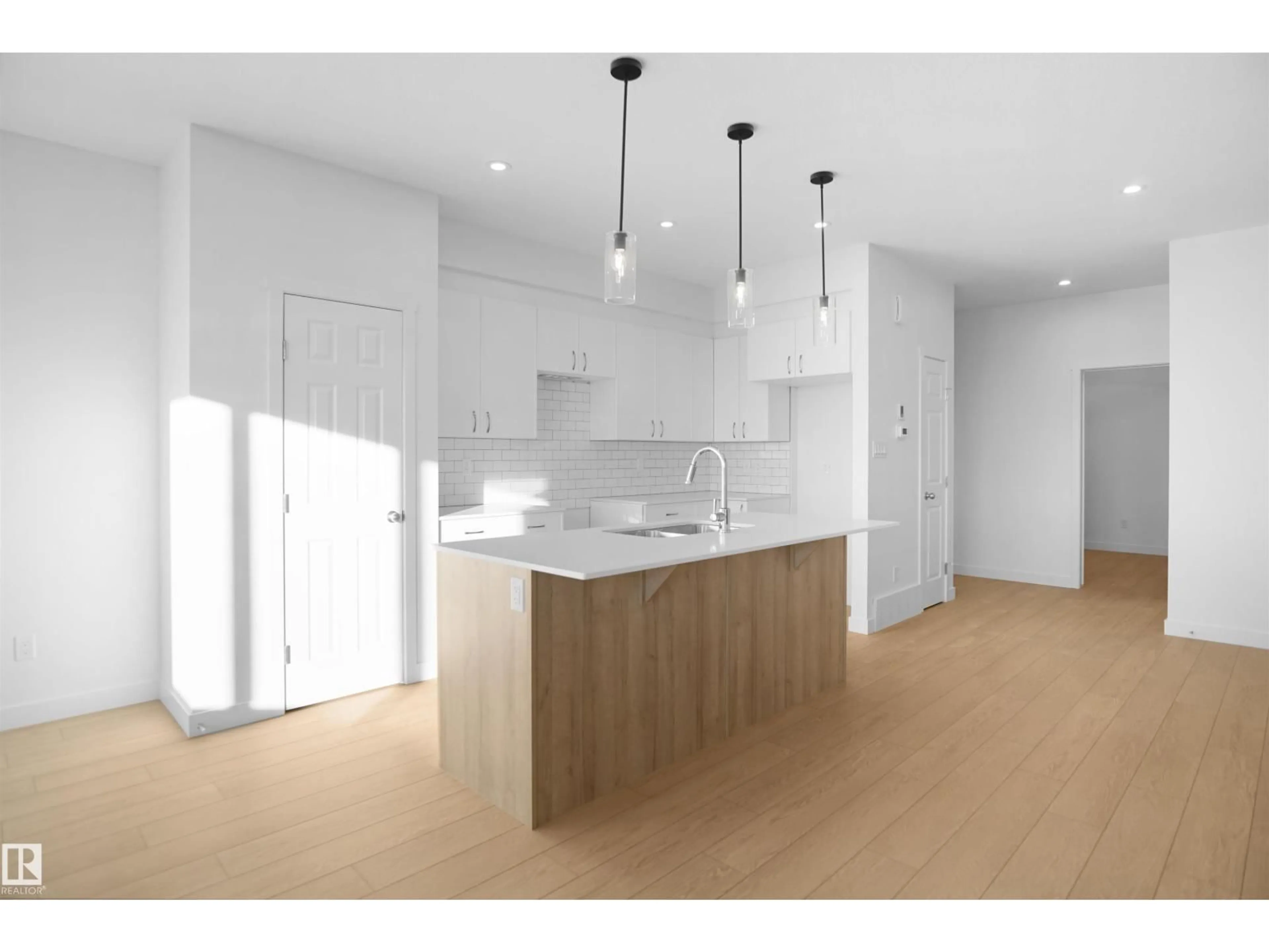 Open concept kitchen, wood/laminate floor for 58 NERINE CR, St. Albert Alberta T8N7Z7