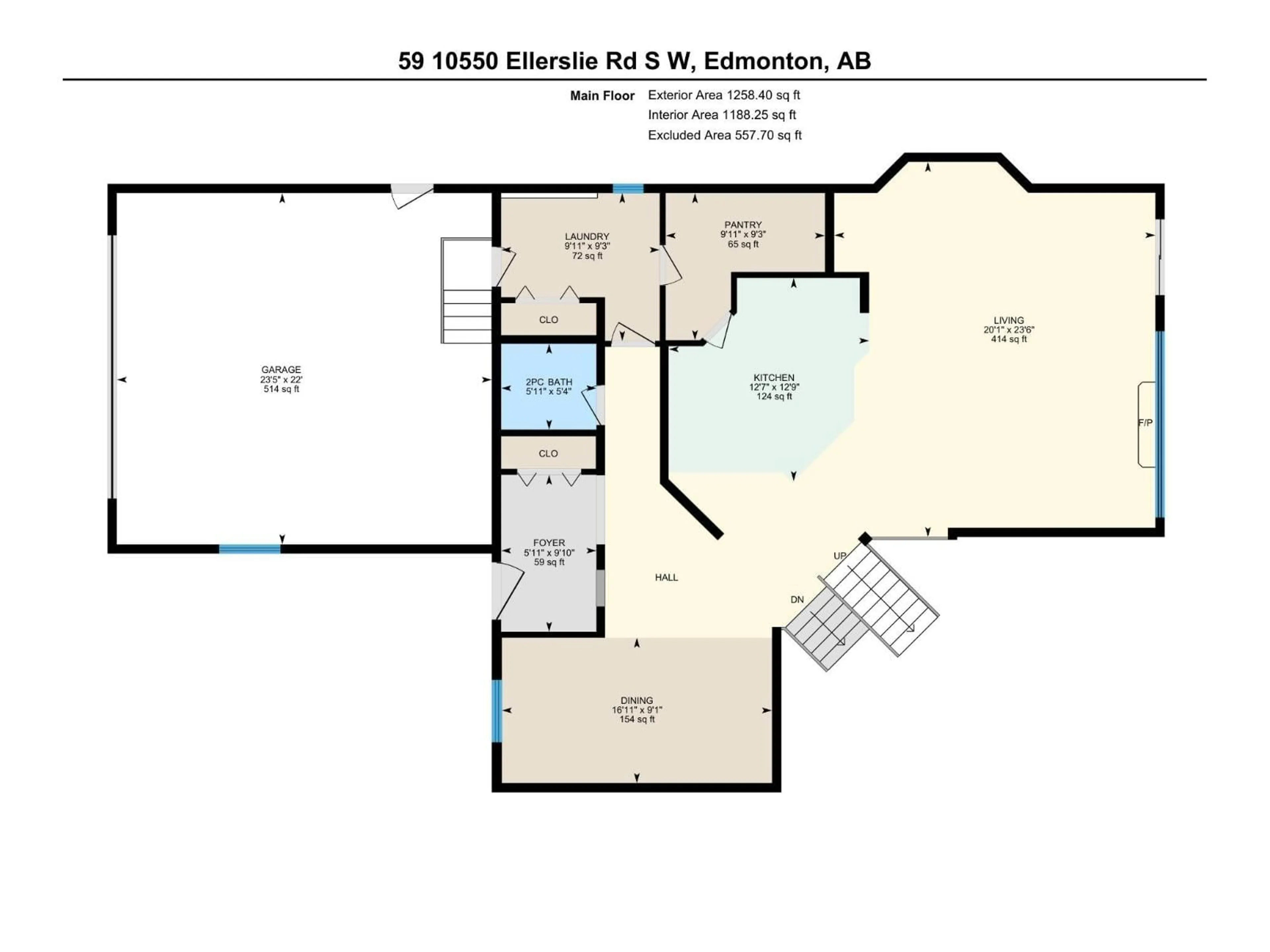 Floor plan for 59 - 10550 ELLERSLIE RD, Edmonton Alberta T6W0Y2