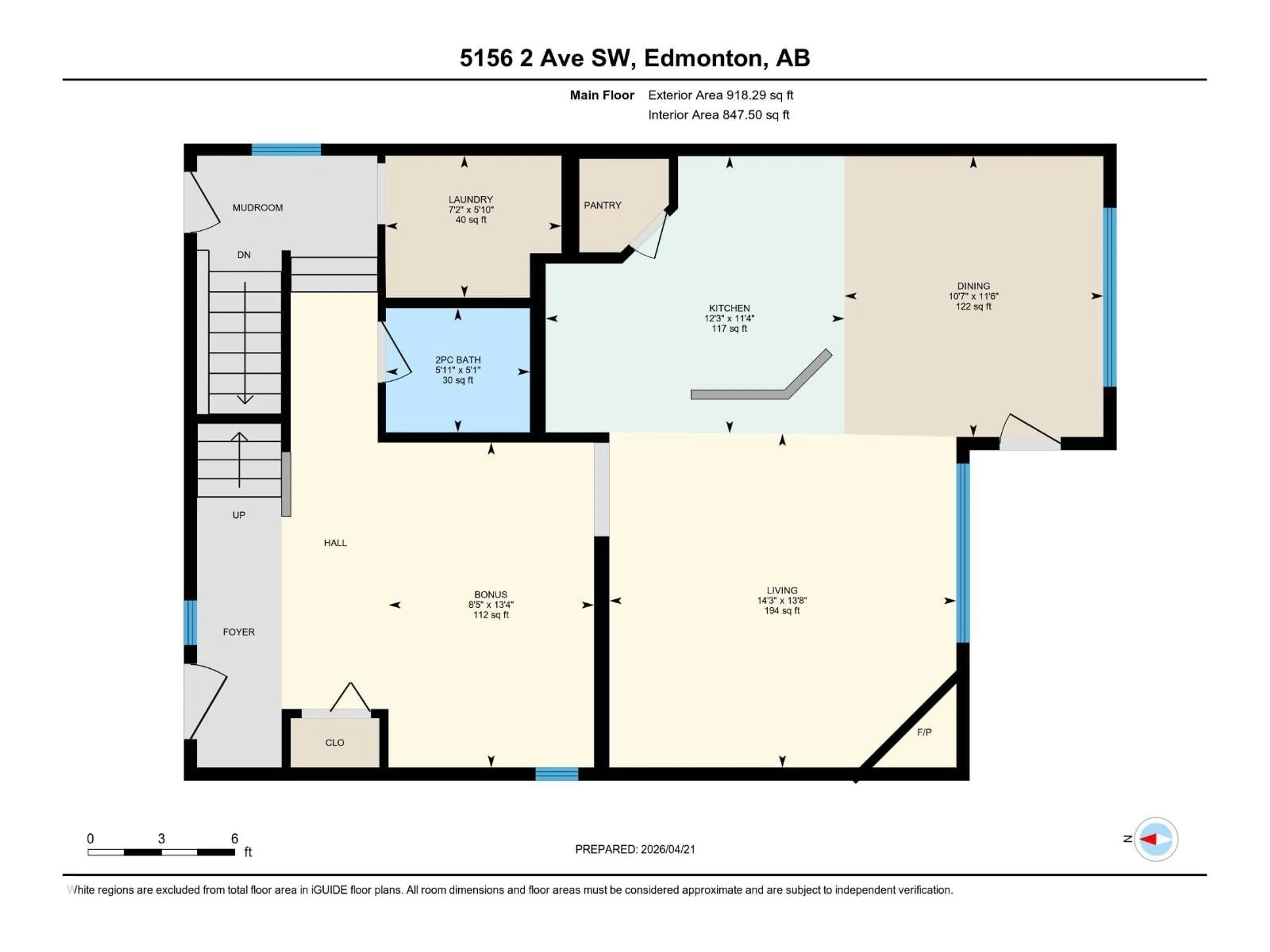 Floor plan for SW - 5156 2 AV, Edmonton Alberta T6X0R4
