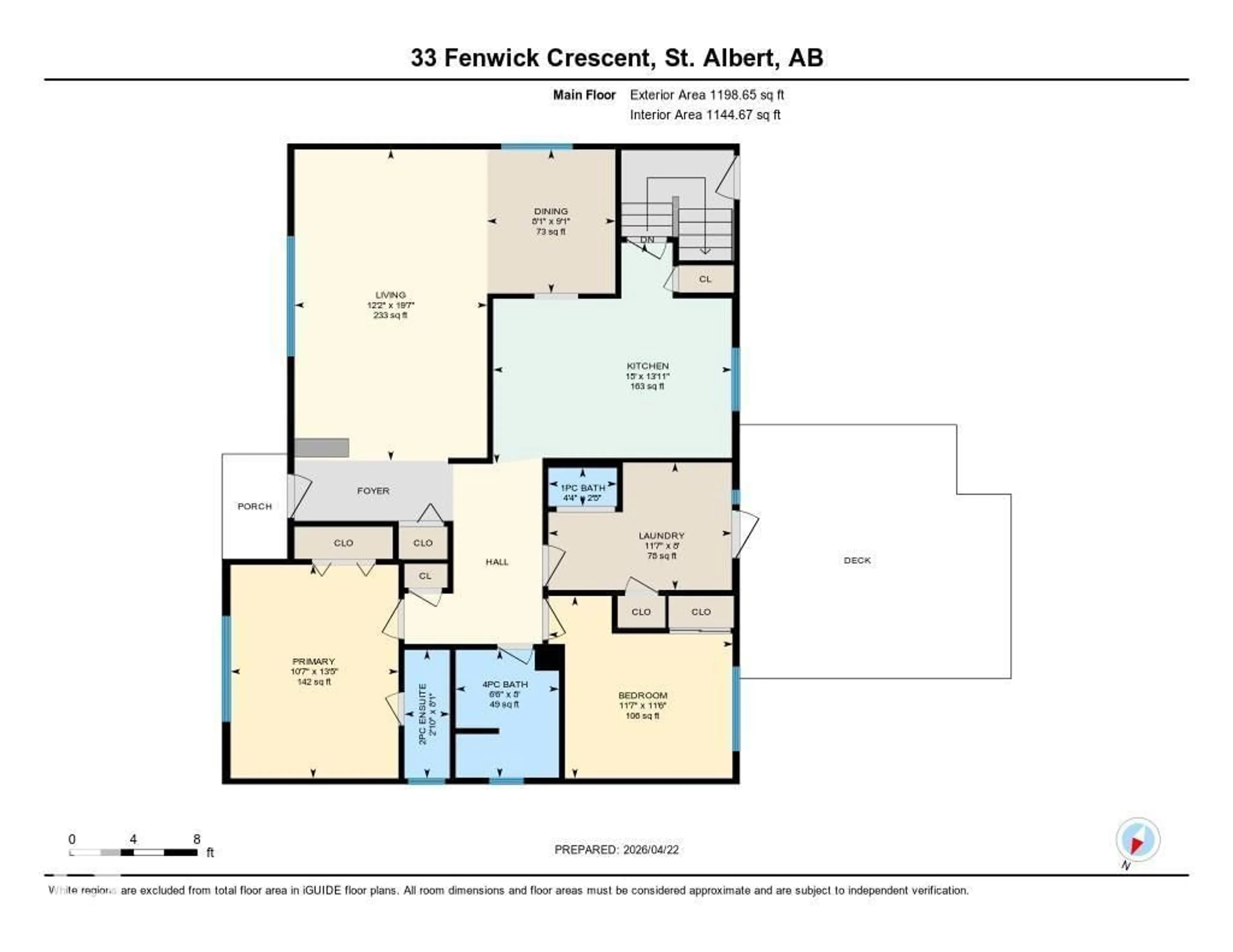 Floor plan for 33 FENWICK CR, St. Albert Alberta T8N1W5