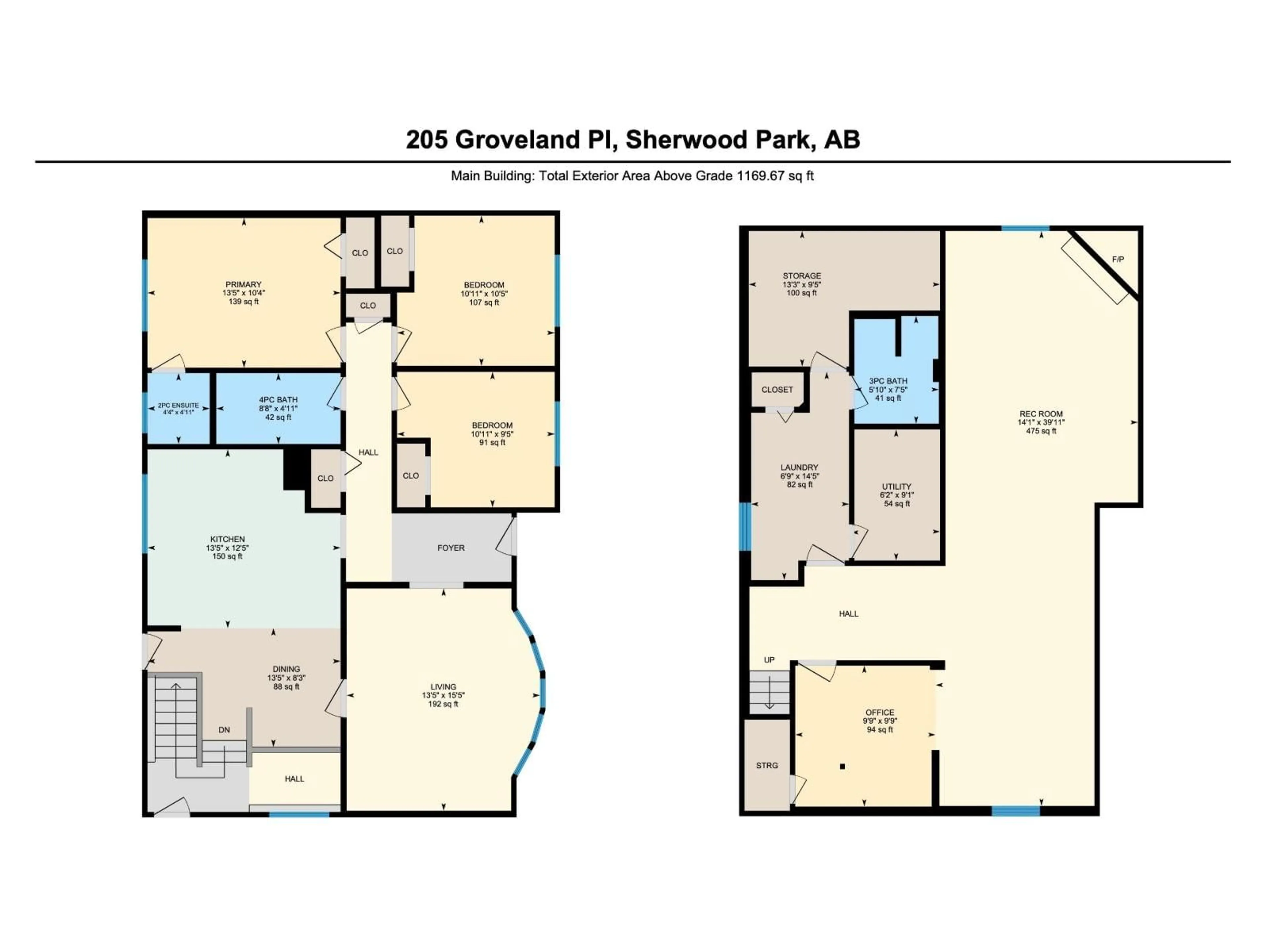 Floor plan for 205 GROVELAND PL, Sherwood Park Alberta T8A3G3