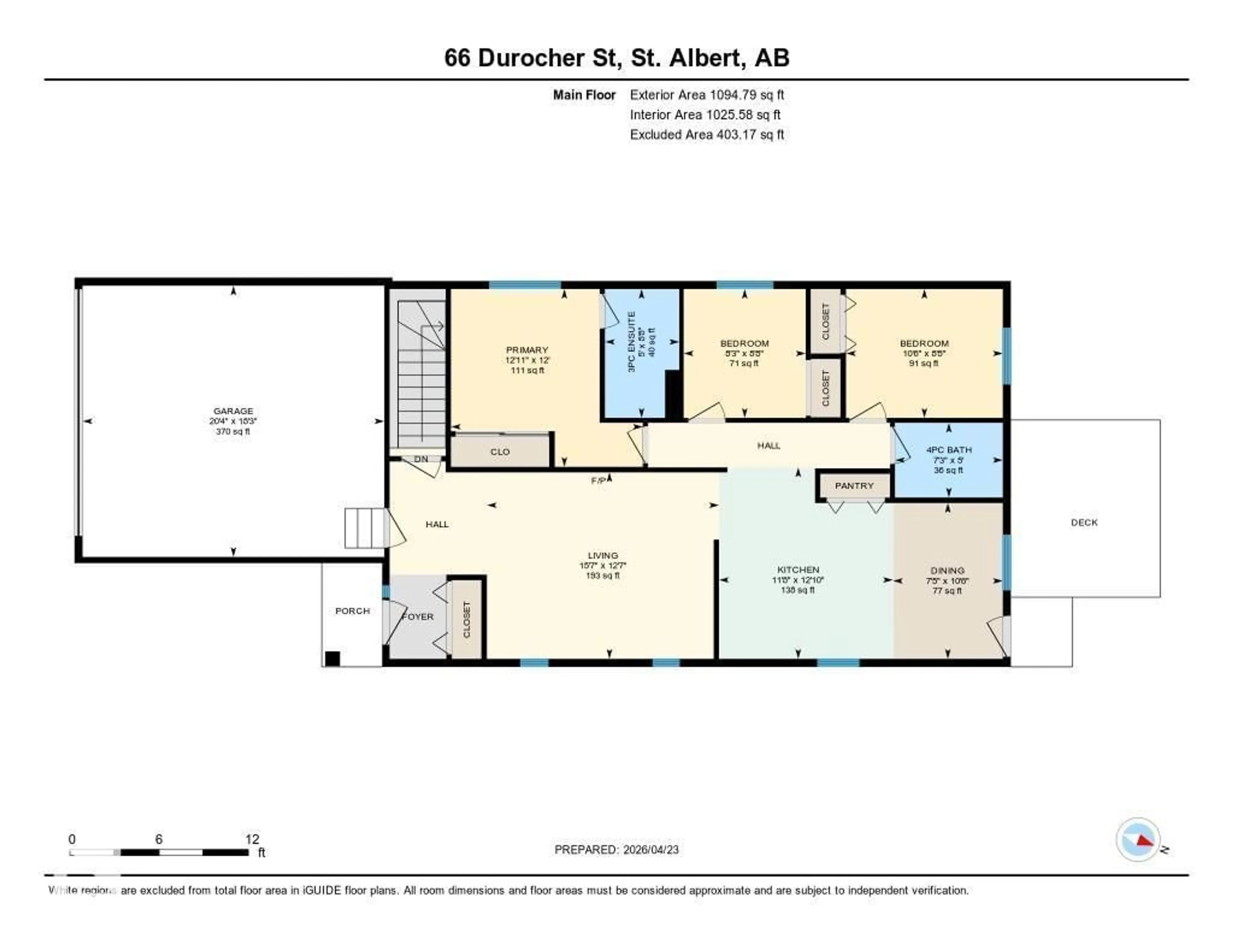 Floor plan for 66 DUROCHER ST, St. Albert Alberta T8N6M1