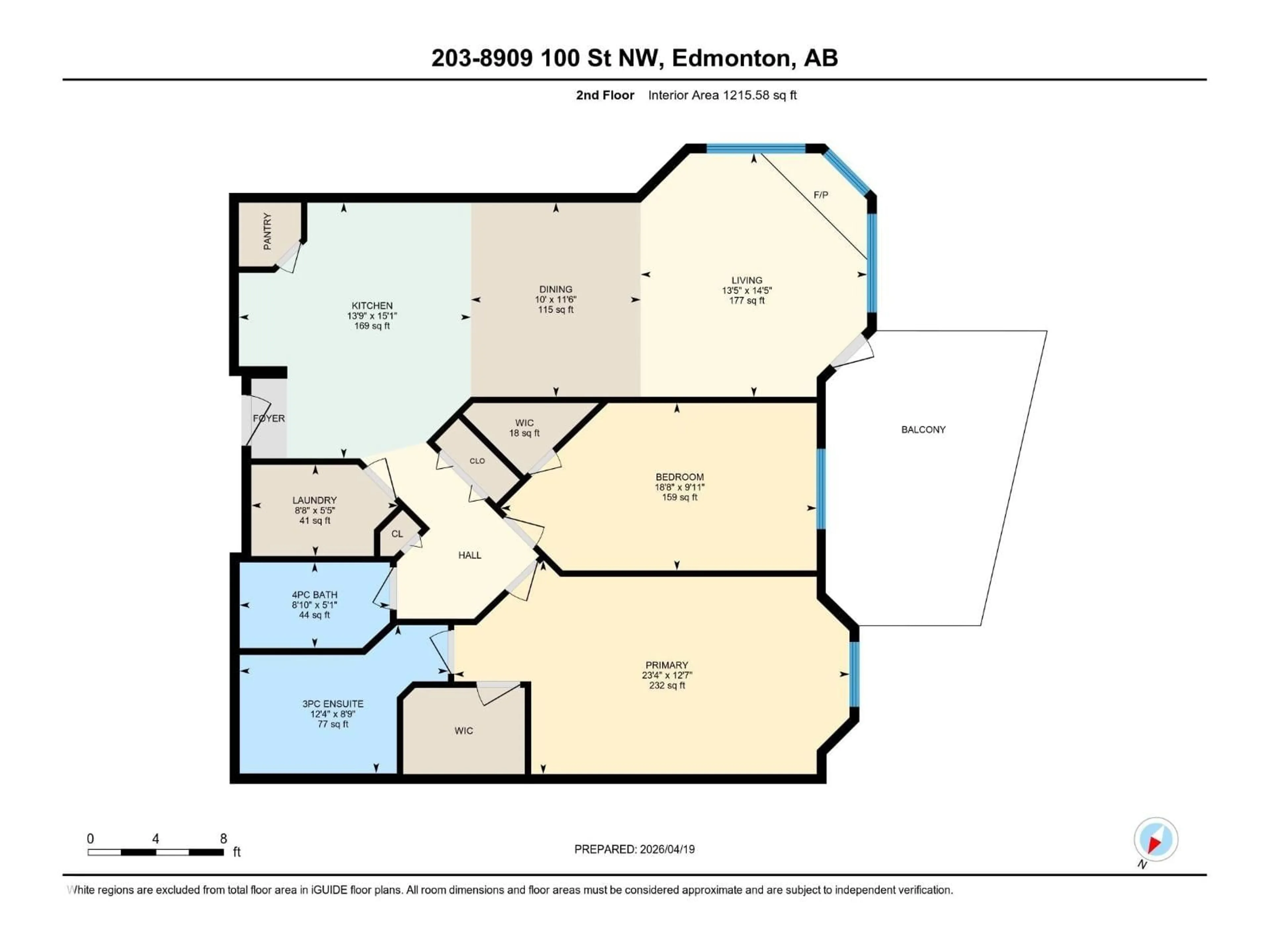 Floor plan for #203 - 8909 100 ST, Edmonton Alberta T6E6T4