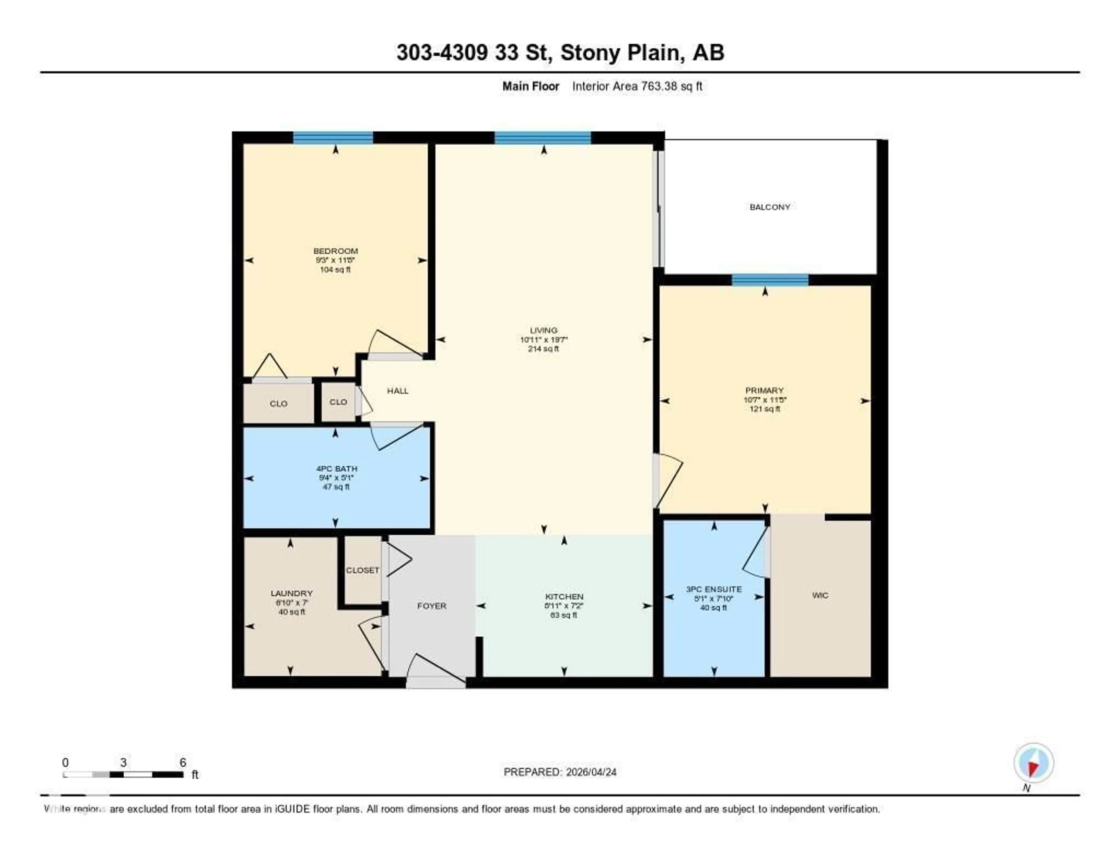 Floor plan for #303 - 4309 33 ST, Stony Plain Alberta T7Z0C4