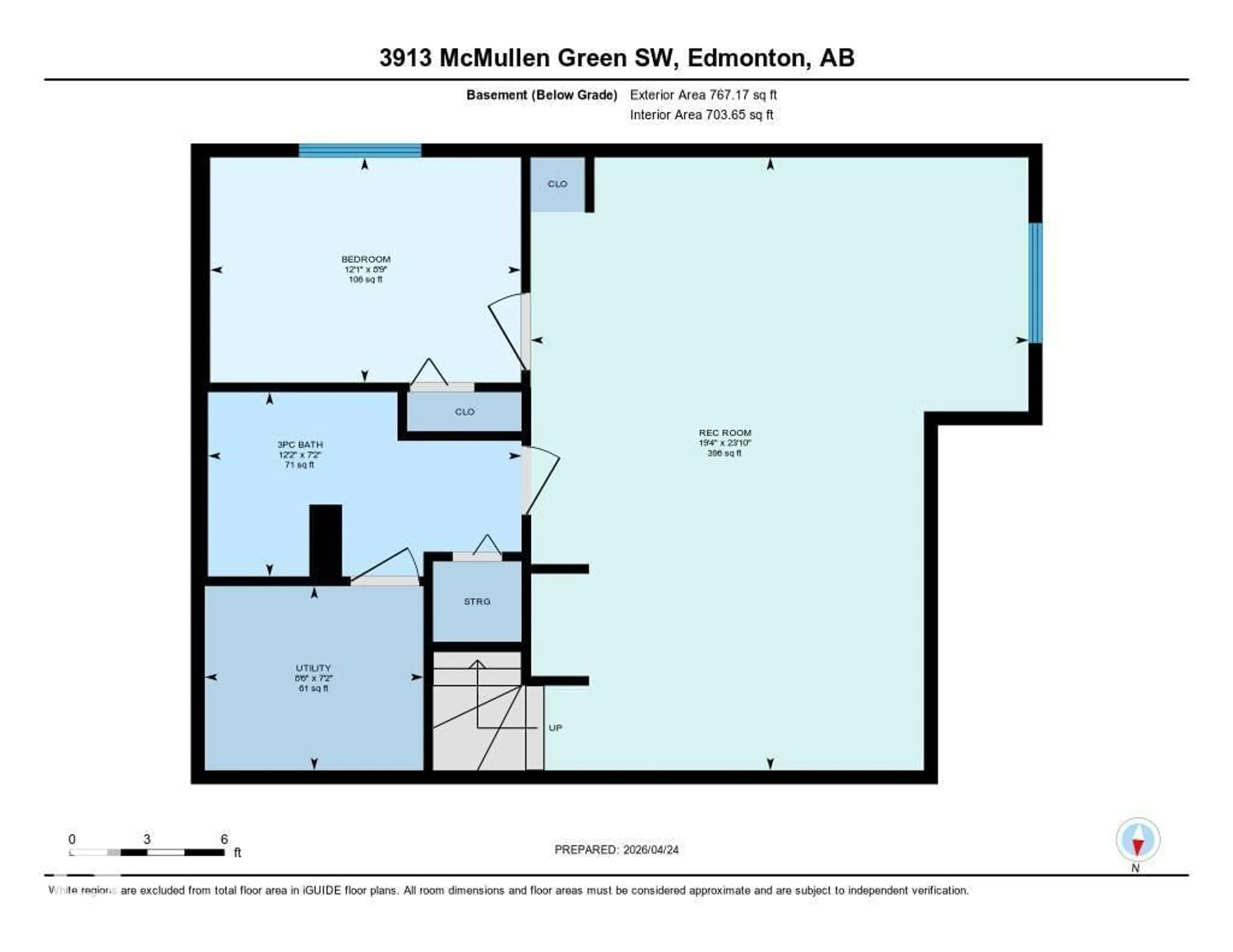 Floor plan for SW - 3913 MCMULLEN GREEN GR, Edmonton Alberta T6W1K7