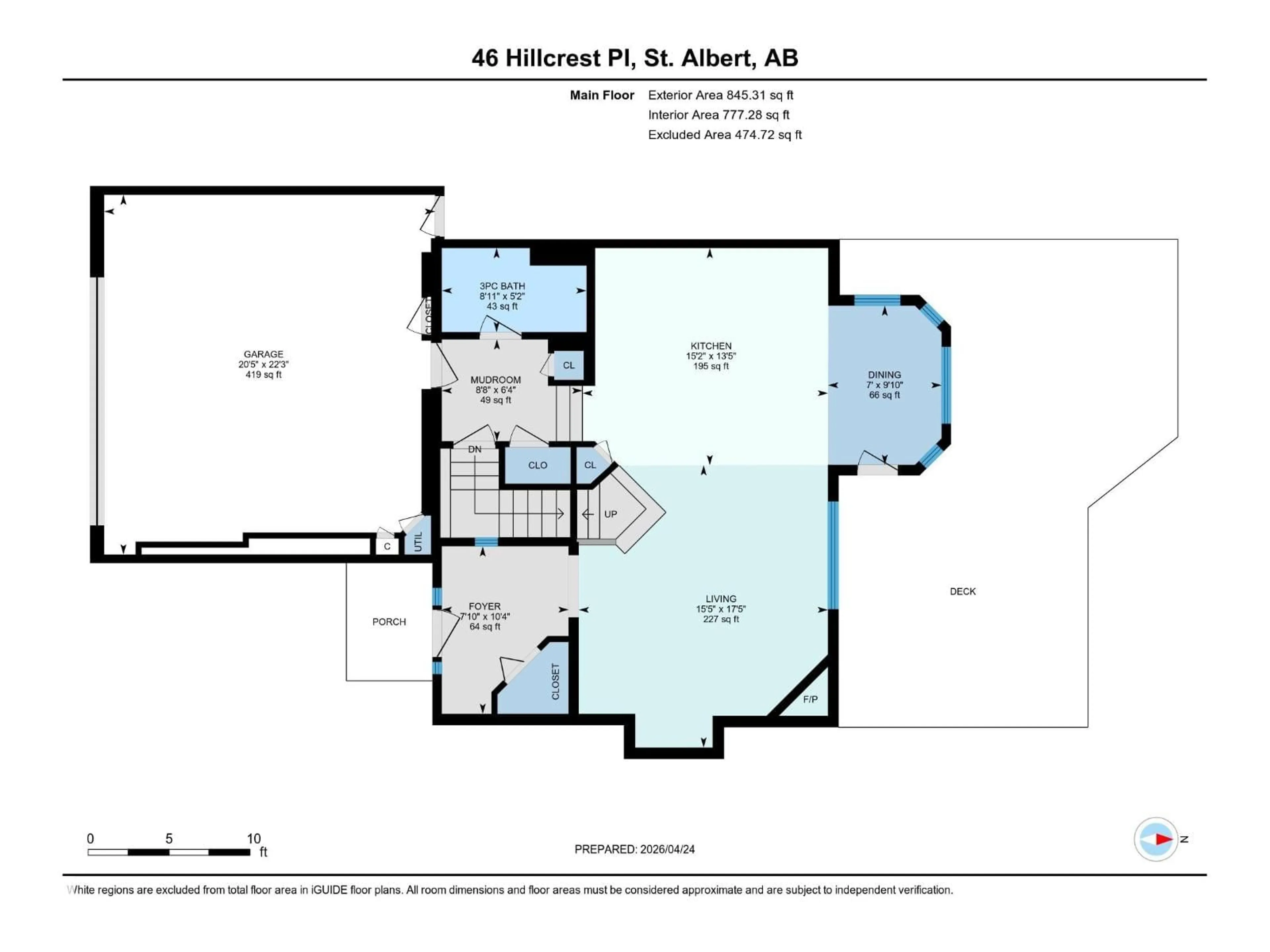 Floor plan for 46 HILLCREST PL, St. Albert Alberta T8N6S2