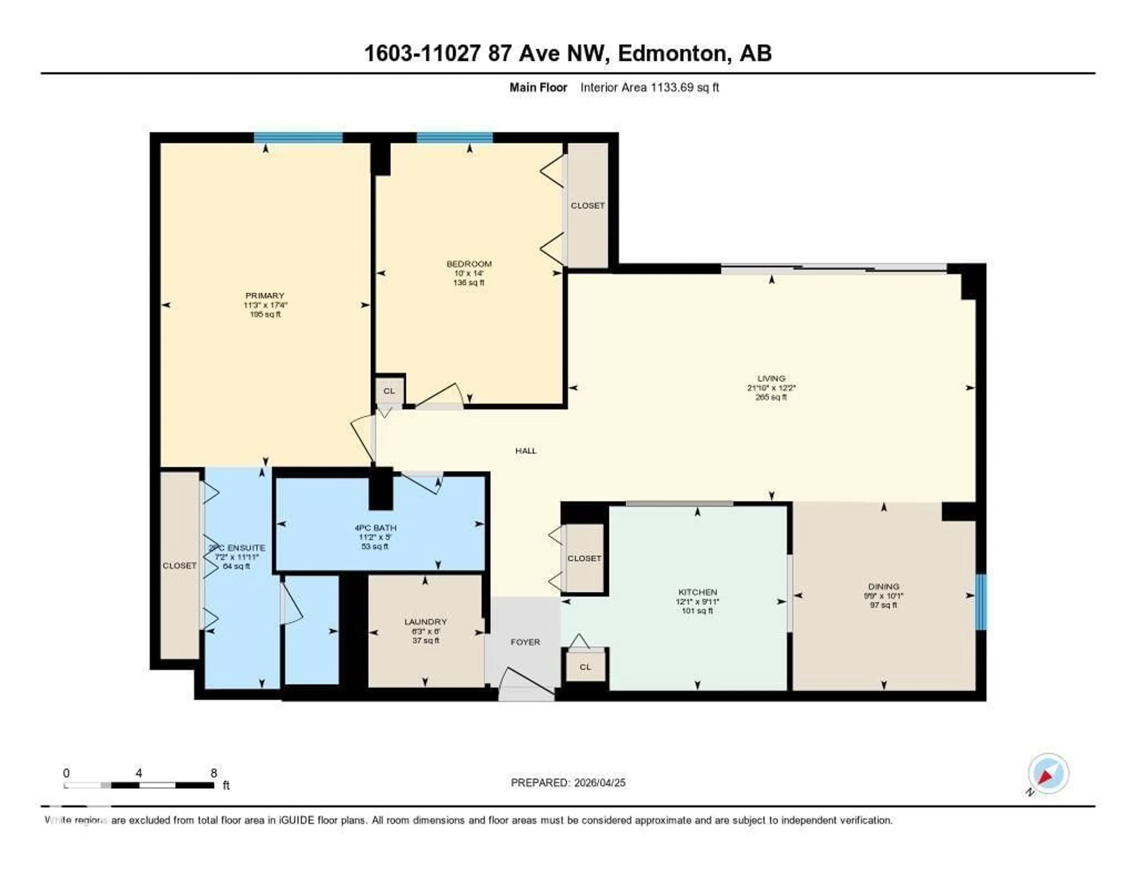 Floor plan for 1603 - 11027 87 AV, Edmonton Alberta T6G2P9