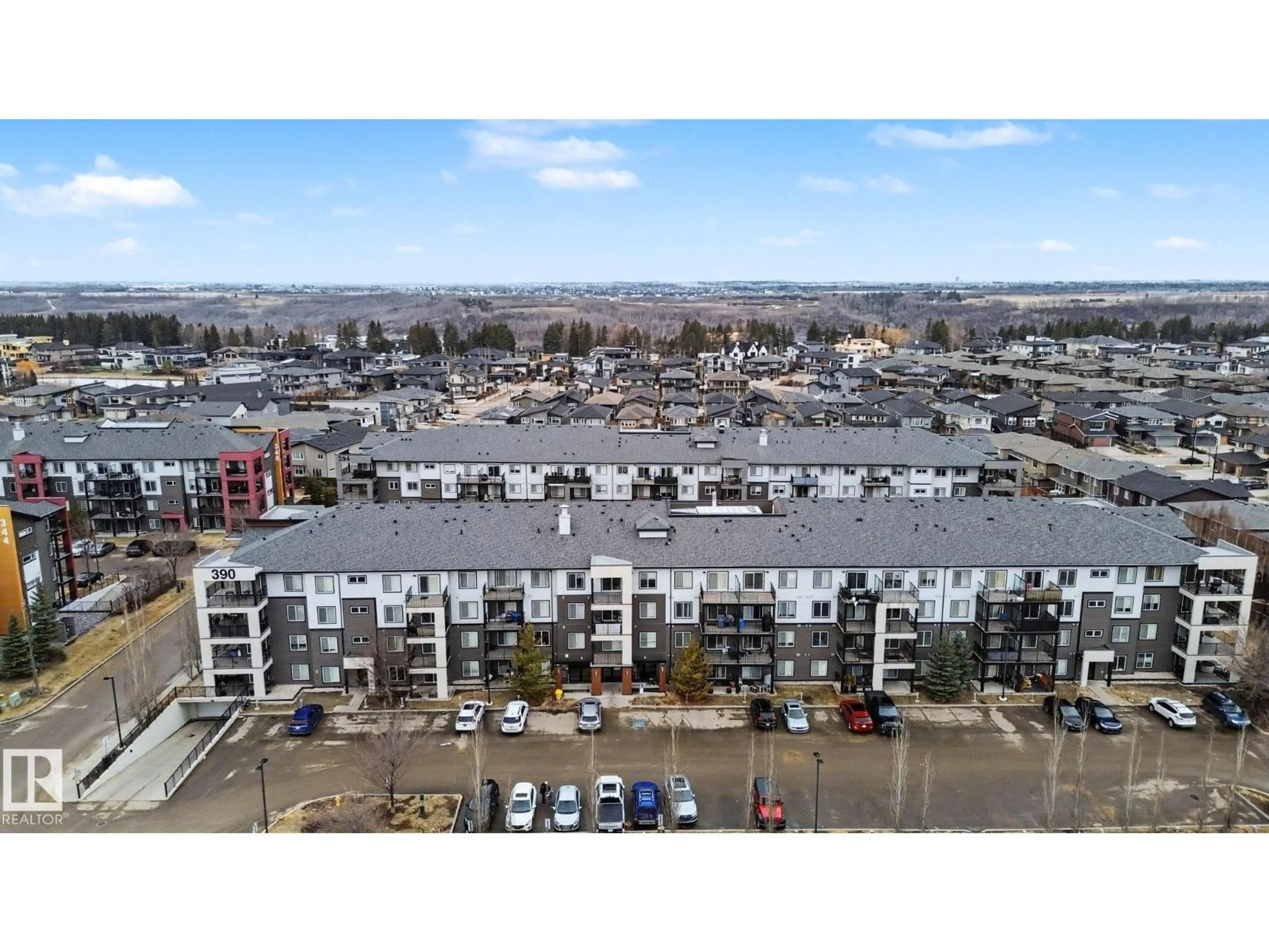 A pic from outside/outdoor area/front of a property/back of a property/a pic from drone, city buildings view from balcony for #330 - 390 WINDERMERE RD, Edmonton Alberta T6W0R1