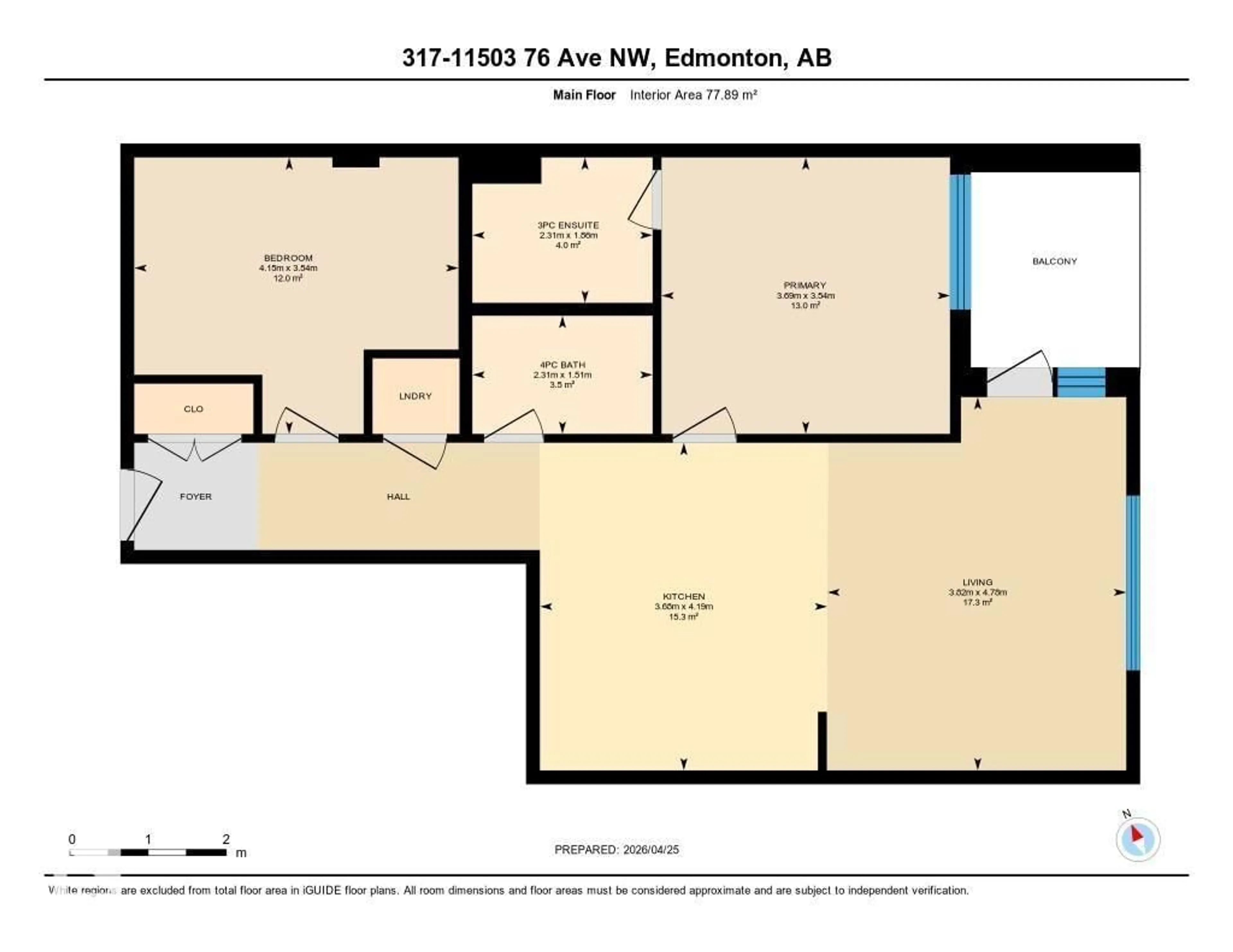 Floor plan for 317 - 11503 76 AV, Edmonton Alberta T6G0K6
