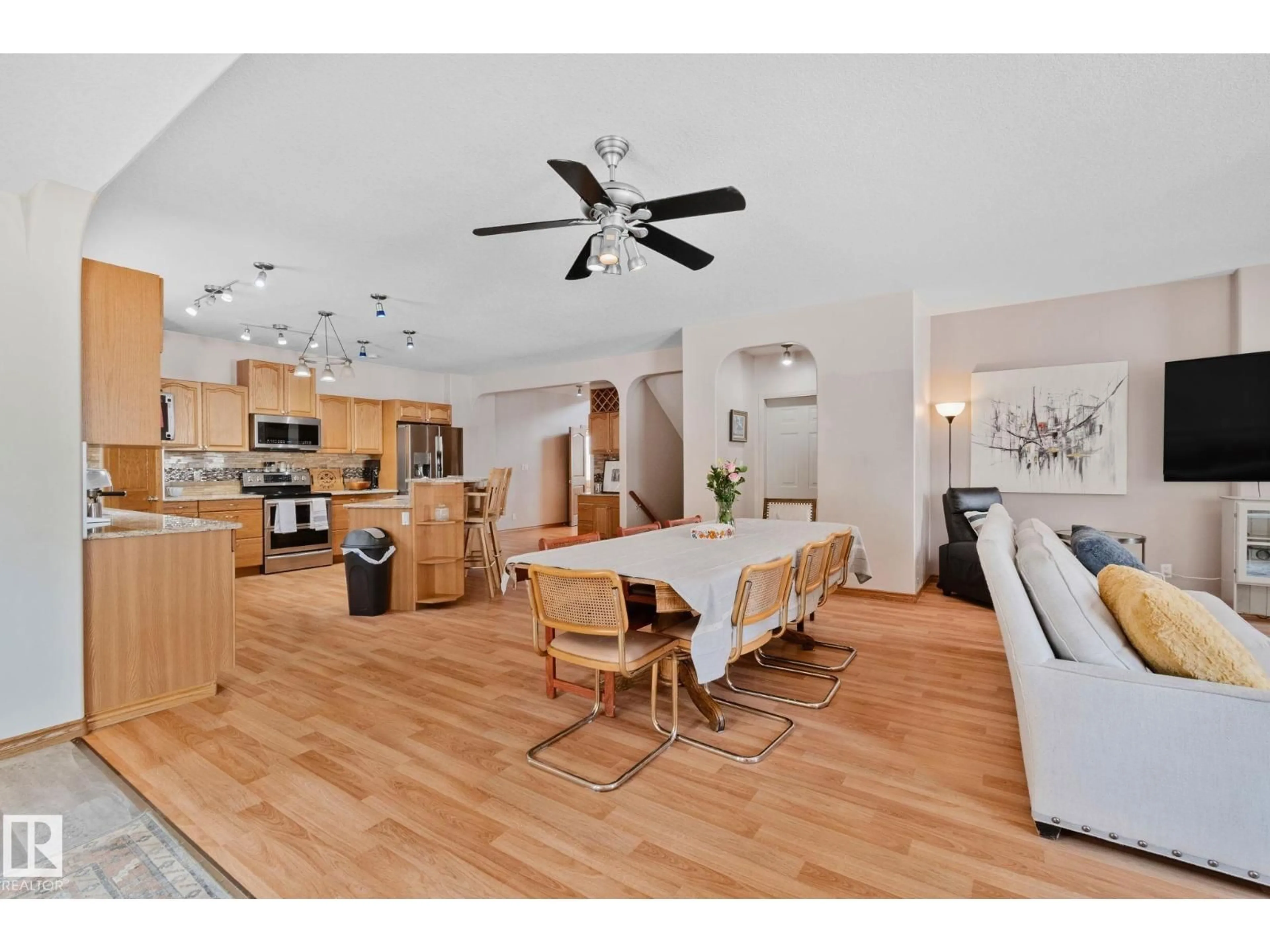 Open concept kitchen, wood/laminate floor for 4228 8 AV, Edson Alberta T7E1A8