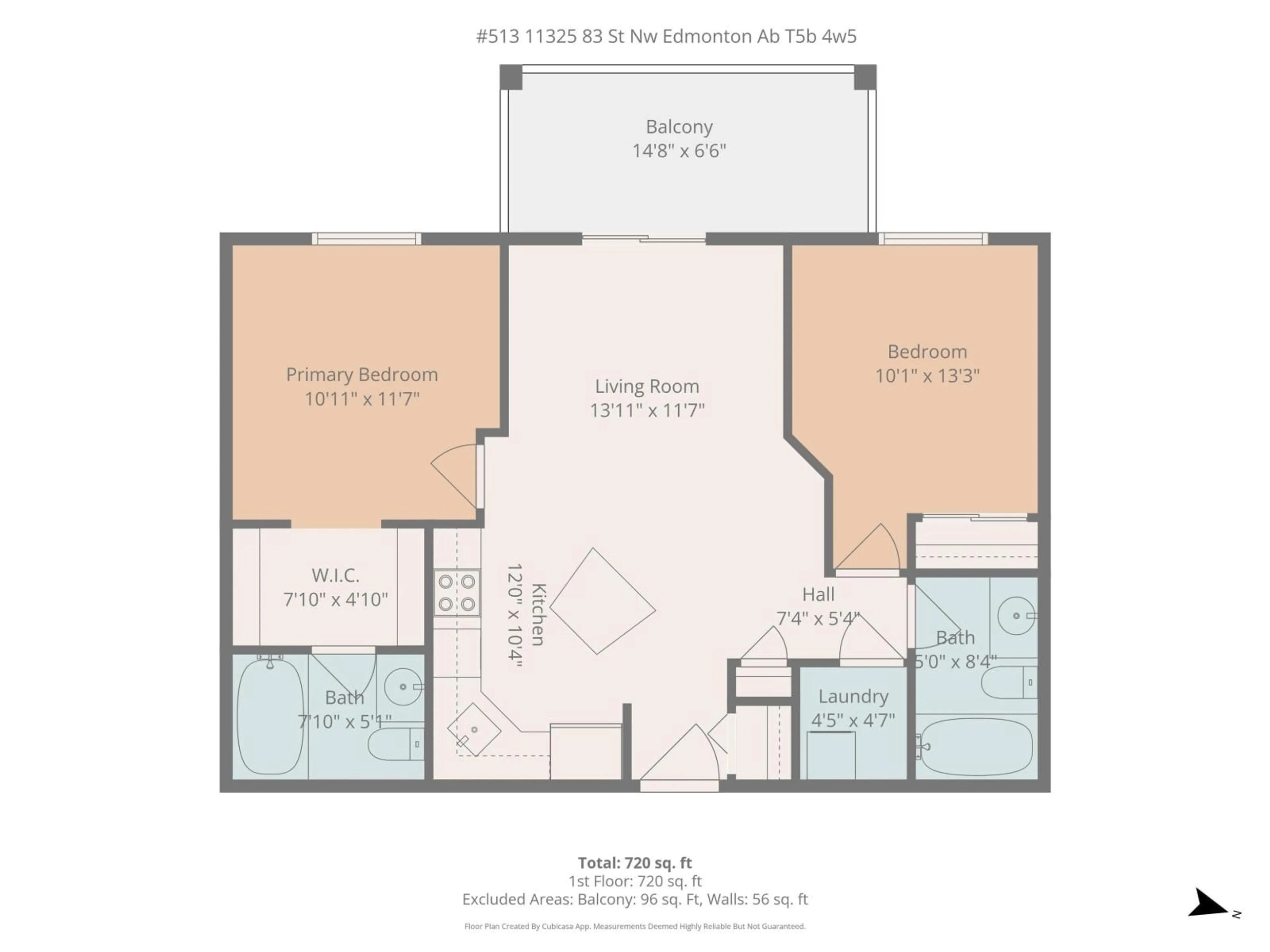 Floor plan for #513 - 11325 83 ST NW, Edmonton Alberta T5B4W5