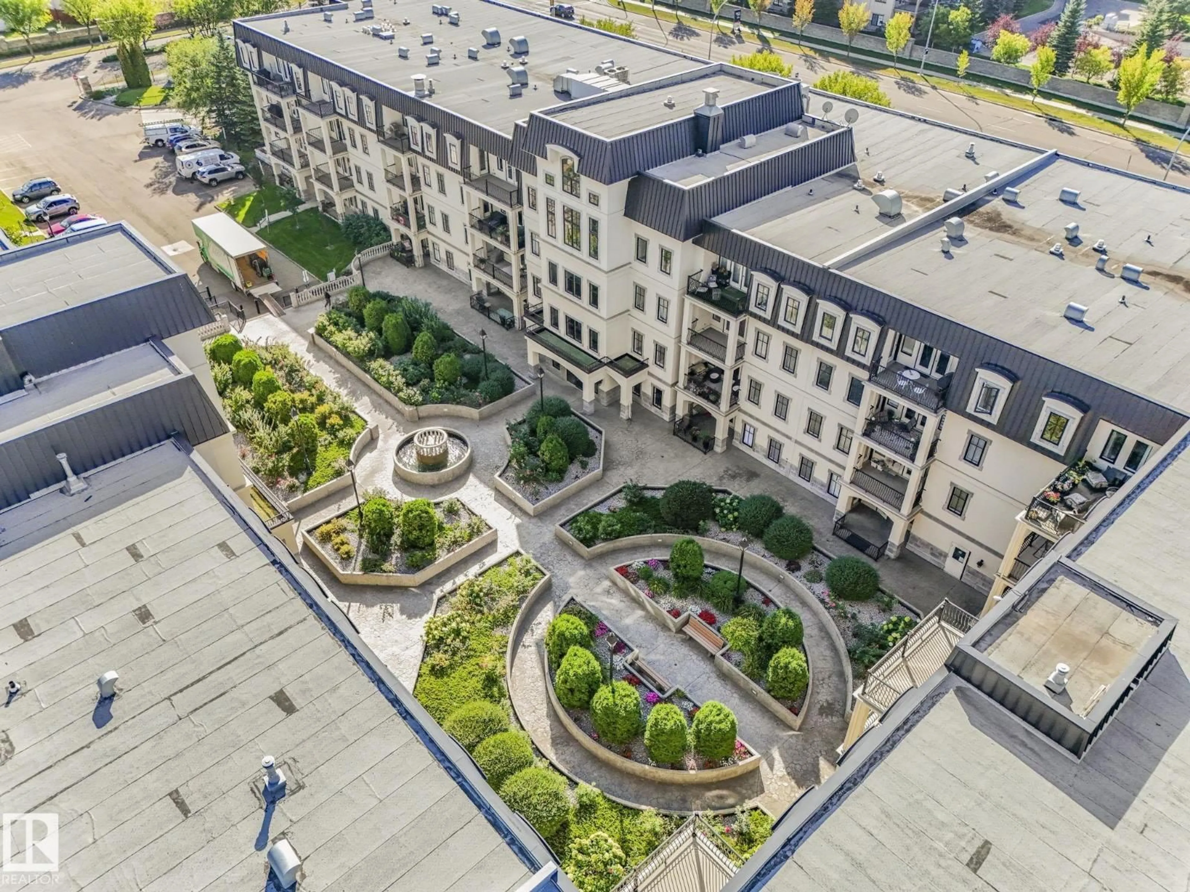 A pic from outside/outdoor area/front of a property/back of a property/a pic from drone, city buildings view from balcony for 232 - 1406 HODGSON WY, Edmonton Alberta T6R3K1