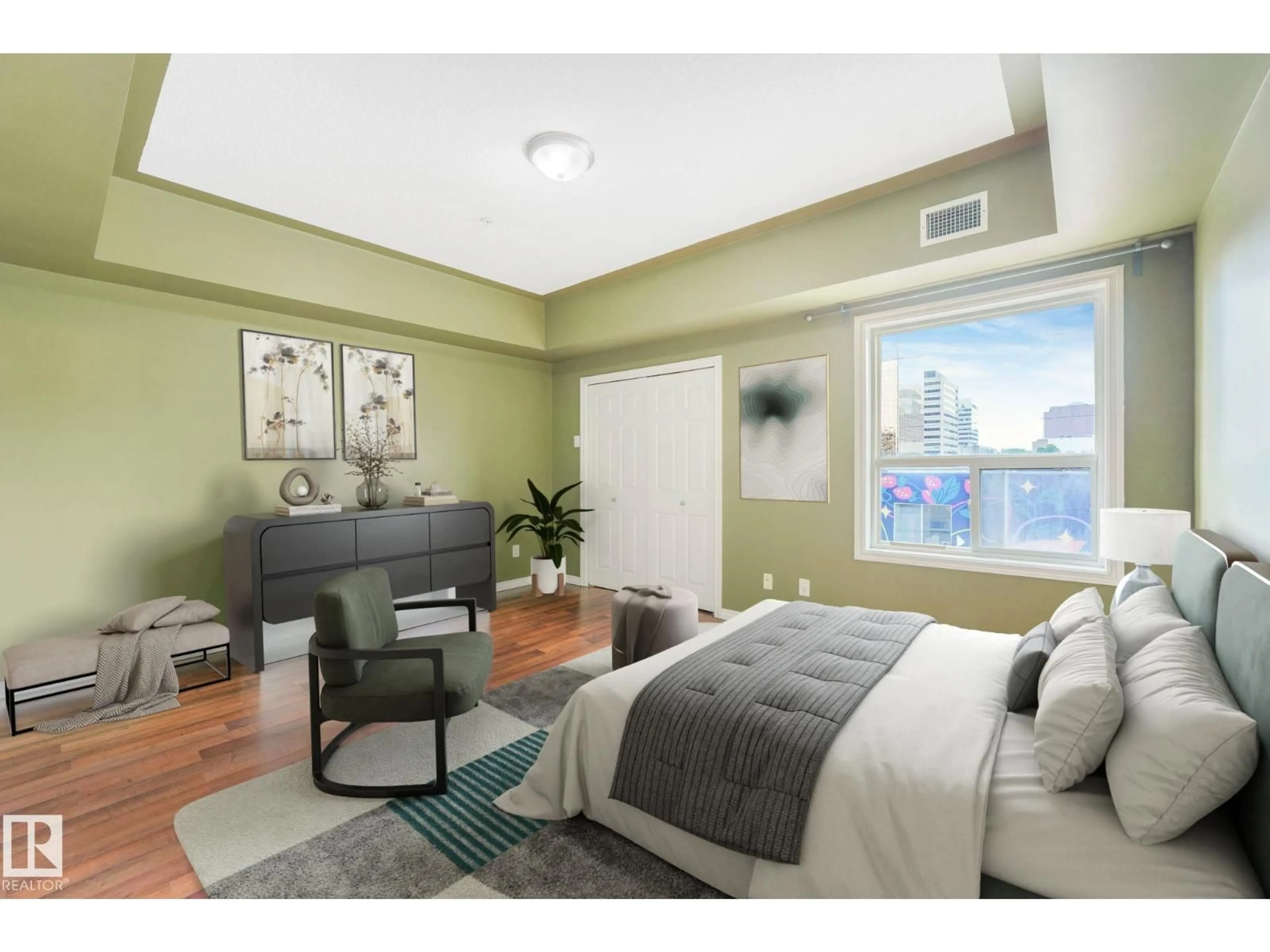 Bedroom with bed, unknown for #310 - 10606 102 AV, Edmonton Alberta T5J5E9