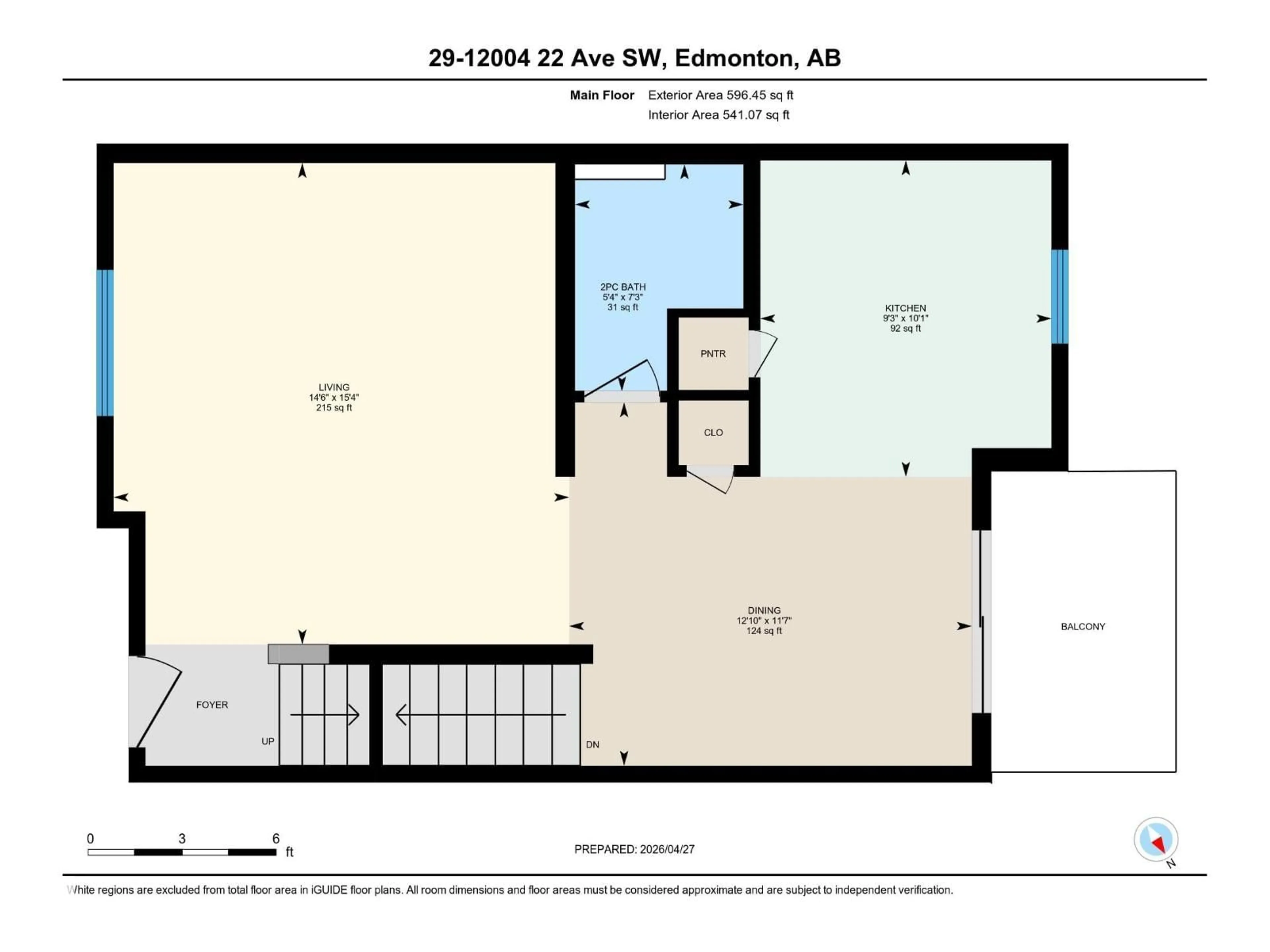 Floor plan for 29 12004 22 AV SW, Edmonton Alberta T6W0T1