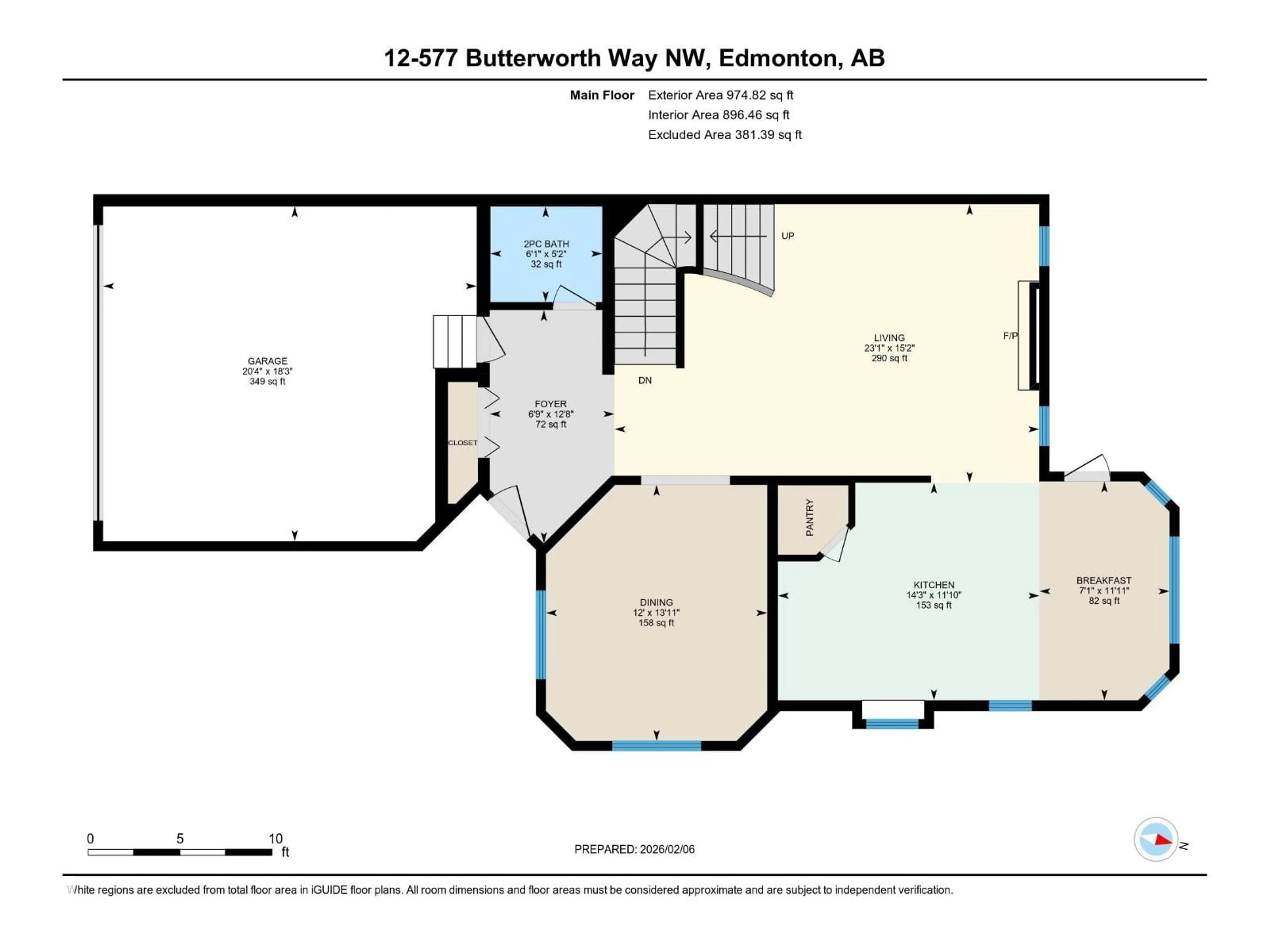 Floor plan for 12 - 577 BUTTERWORTH WY, Edmonton Alberta T6R2Y2