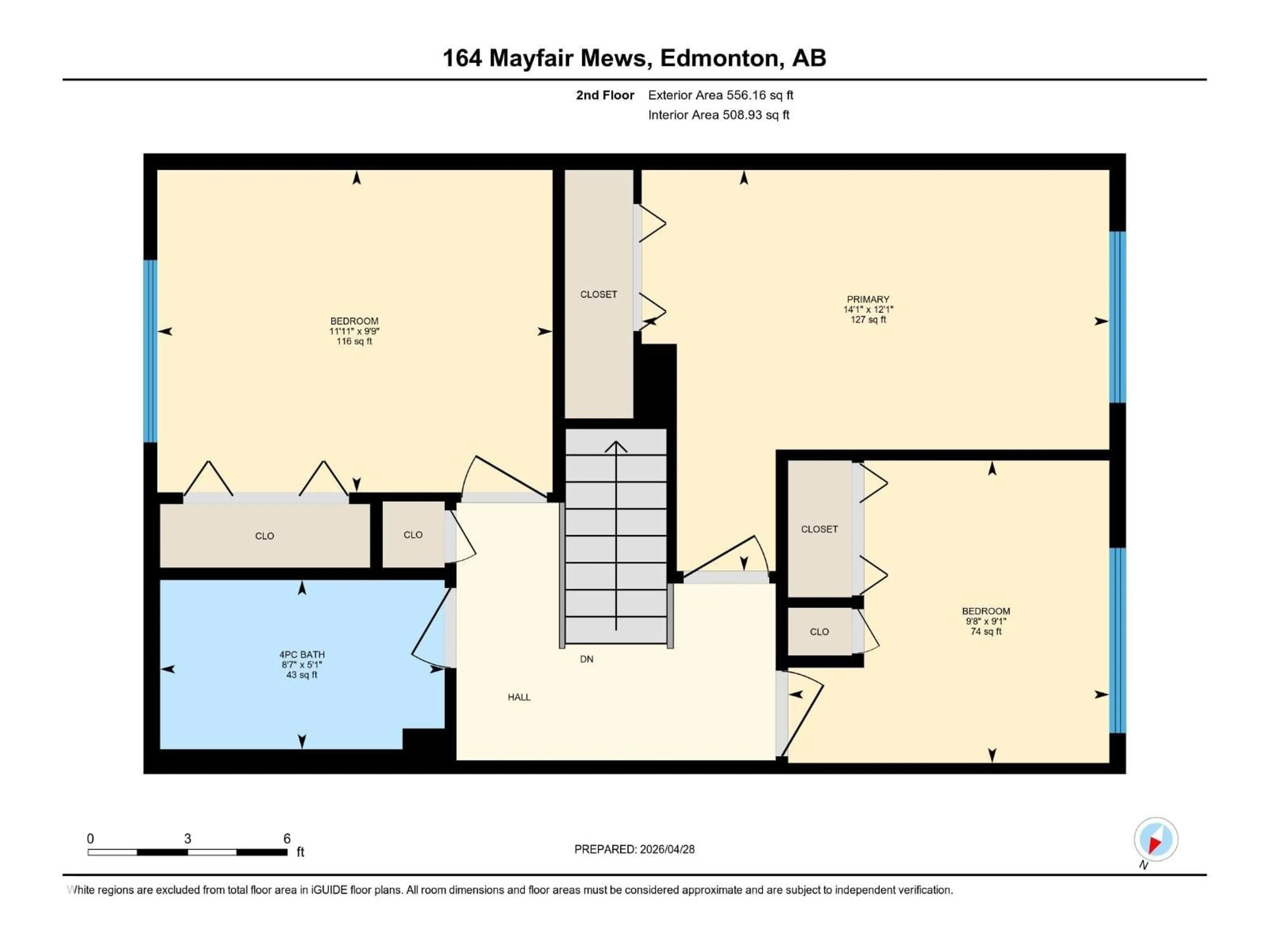Floor plan for 164 MAYFAIR MEWS ME, Edmonton Alberta T5E5R7