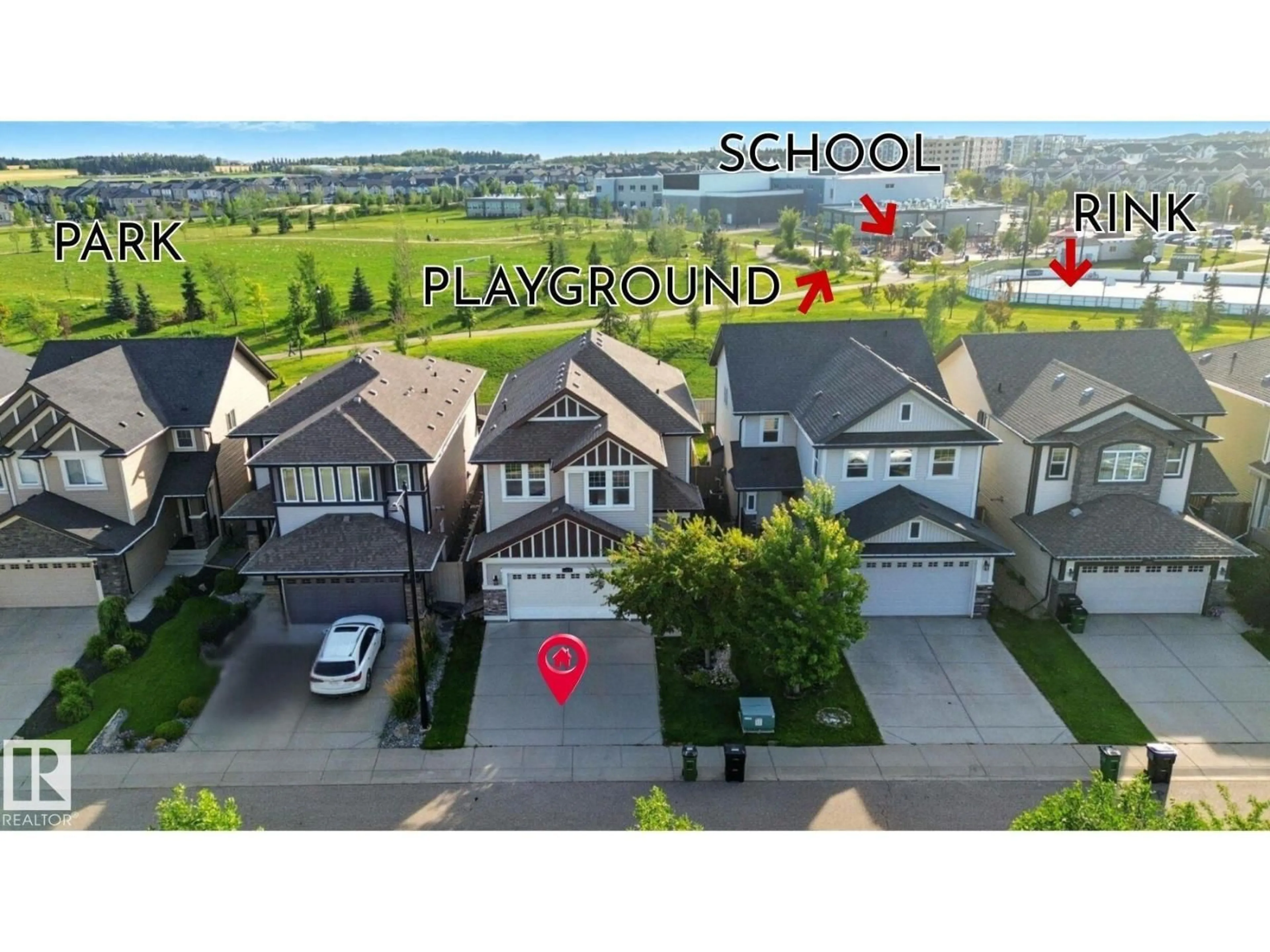 A pic from outside/outdoor area/front of a property/back of a property/a pic from drone, street for 3875 AGAR GREEN SW, Edmonton Alberta T6W2G3