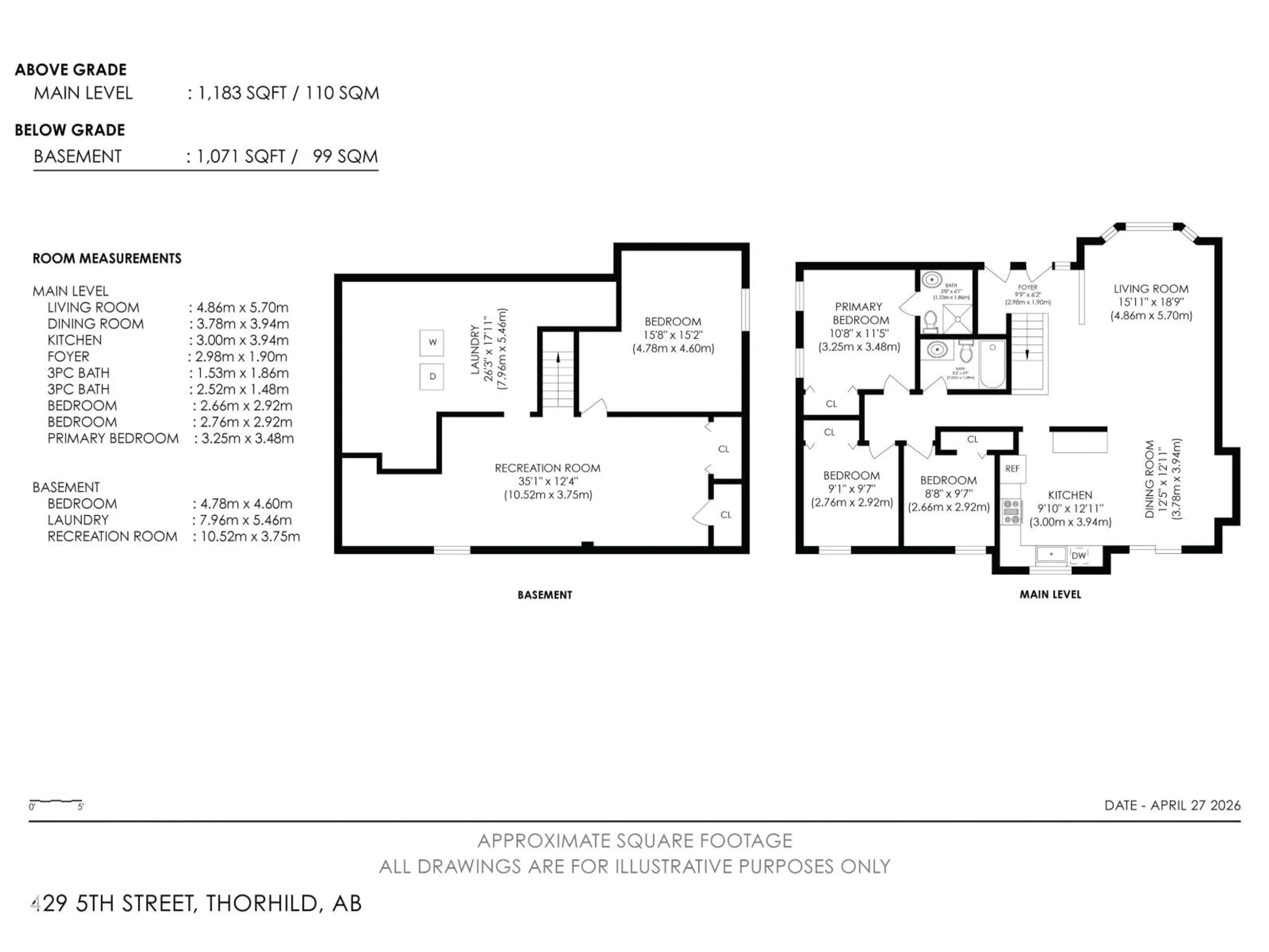 Floor plan for 429 5 ST, Thorhild Alberta T0A2J0