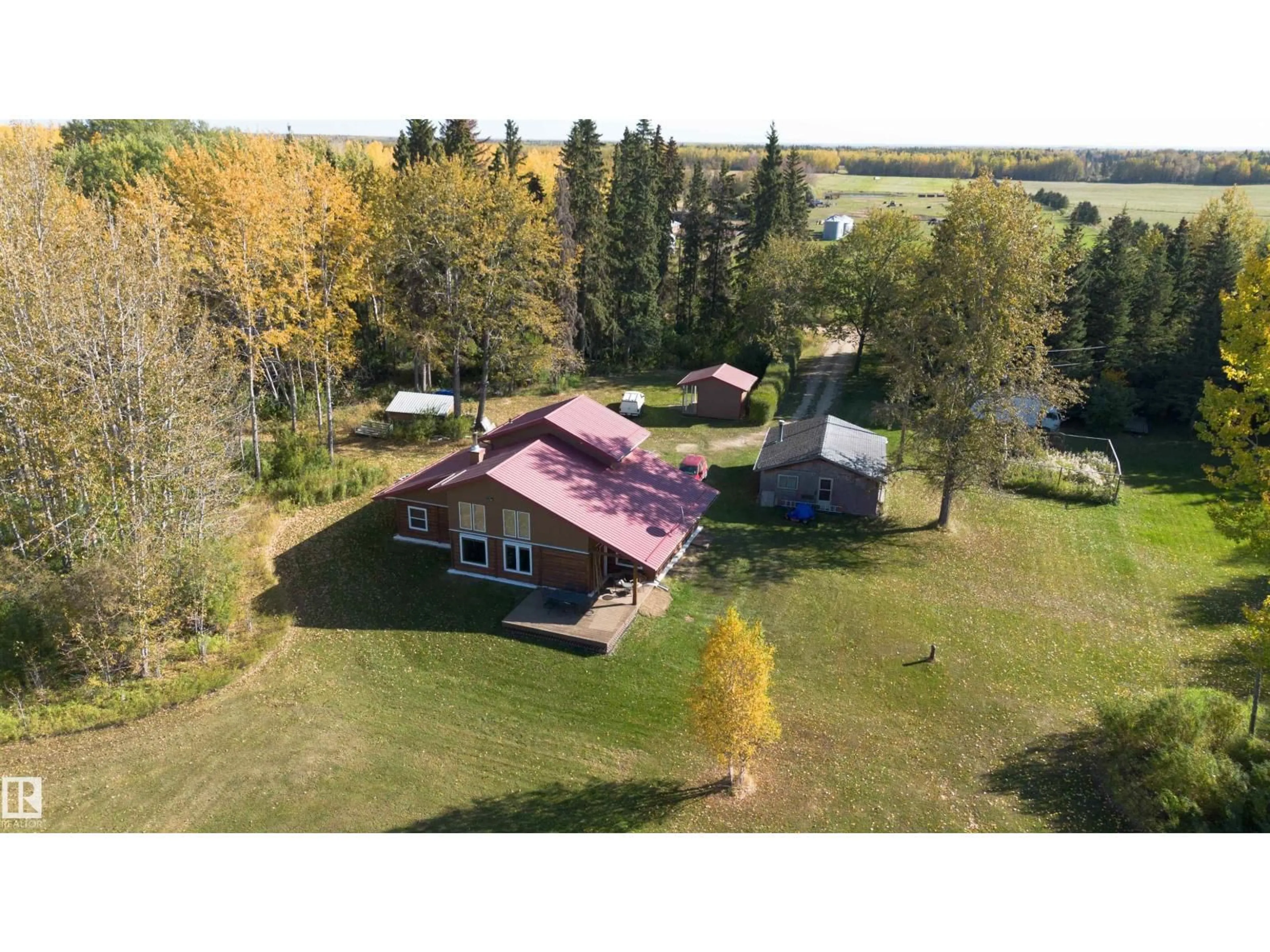 A pic from outside/outdoor area/front of a property/back of a property/a pic from drone, unknown for 63218 RANGE ROAD 254, Rural Westlock County Alberta T0G0S0