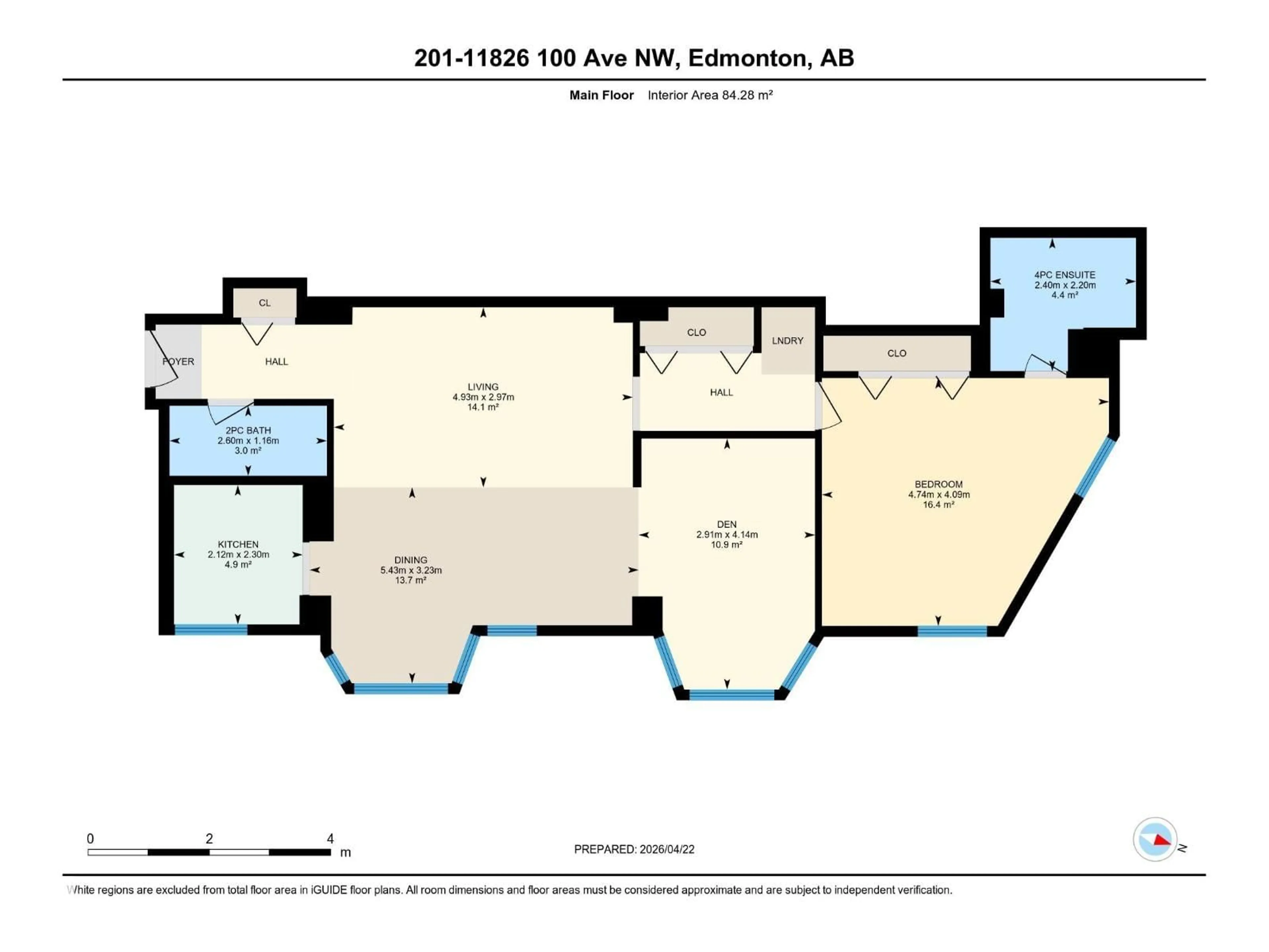Floor plan for 201 - 11826 100 AV, Edmonton Alberta T5K0K3