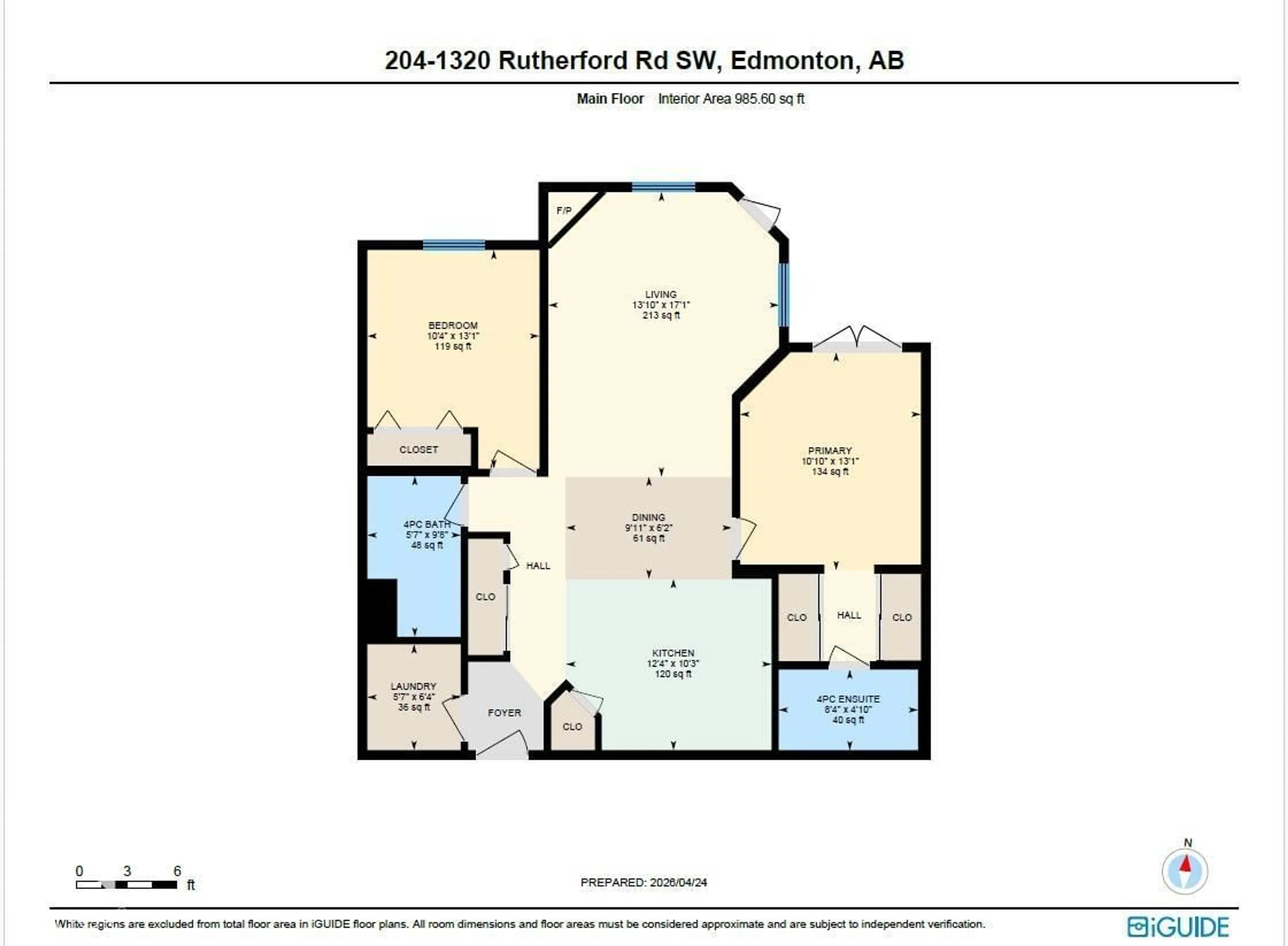 Floor plan for #204 - 1320 RUTHERFORD RD, Edmonton Alberta T6W0B6