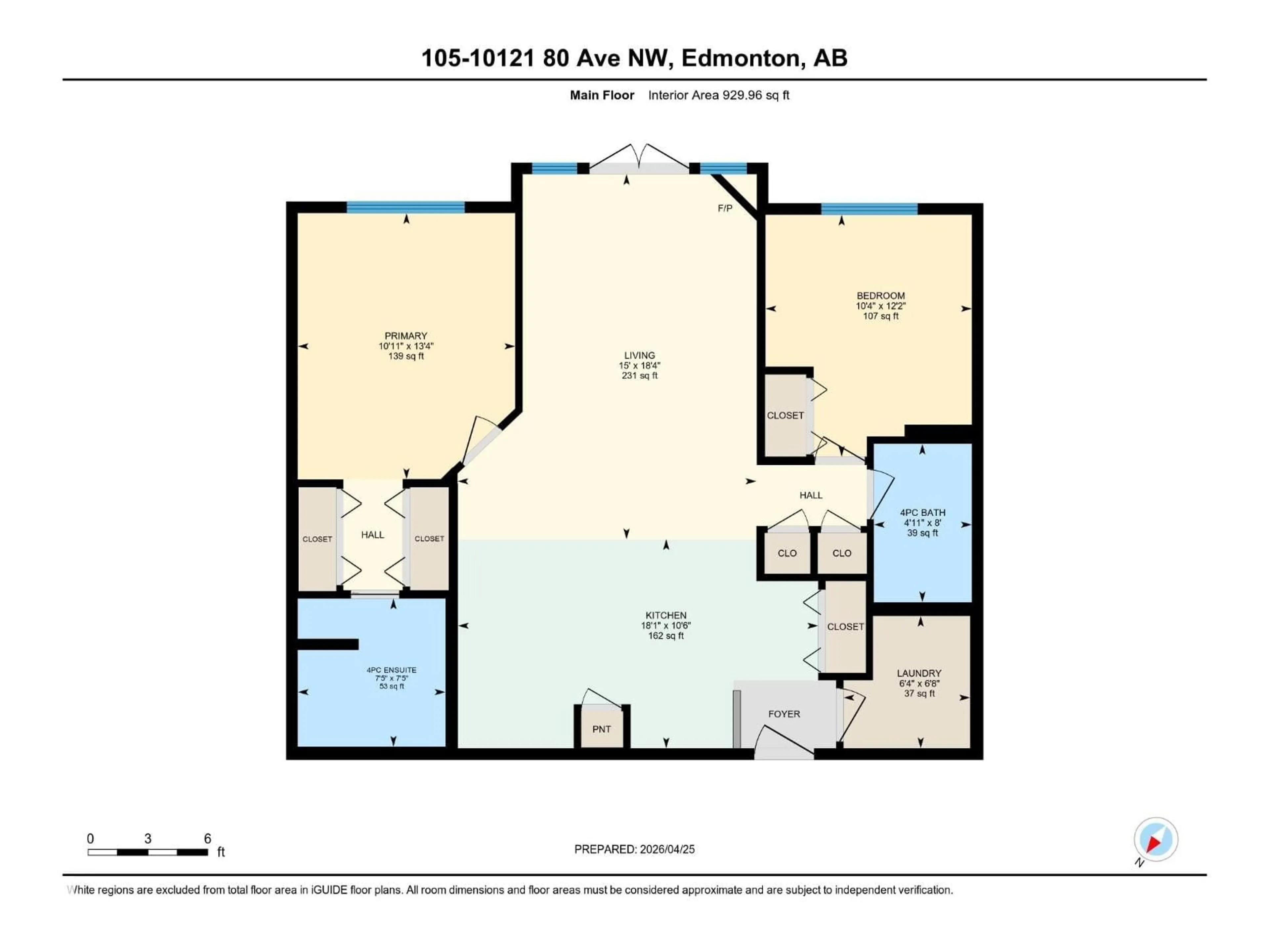 Floor plan for 105 - 10121 80 AV, Edmonton Alberta T6E0B9