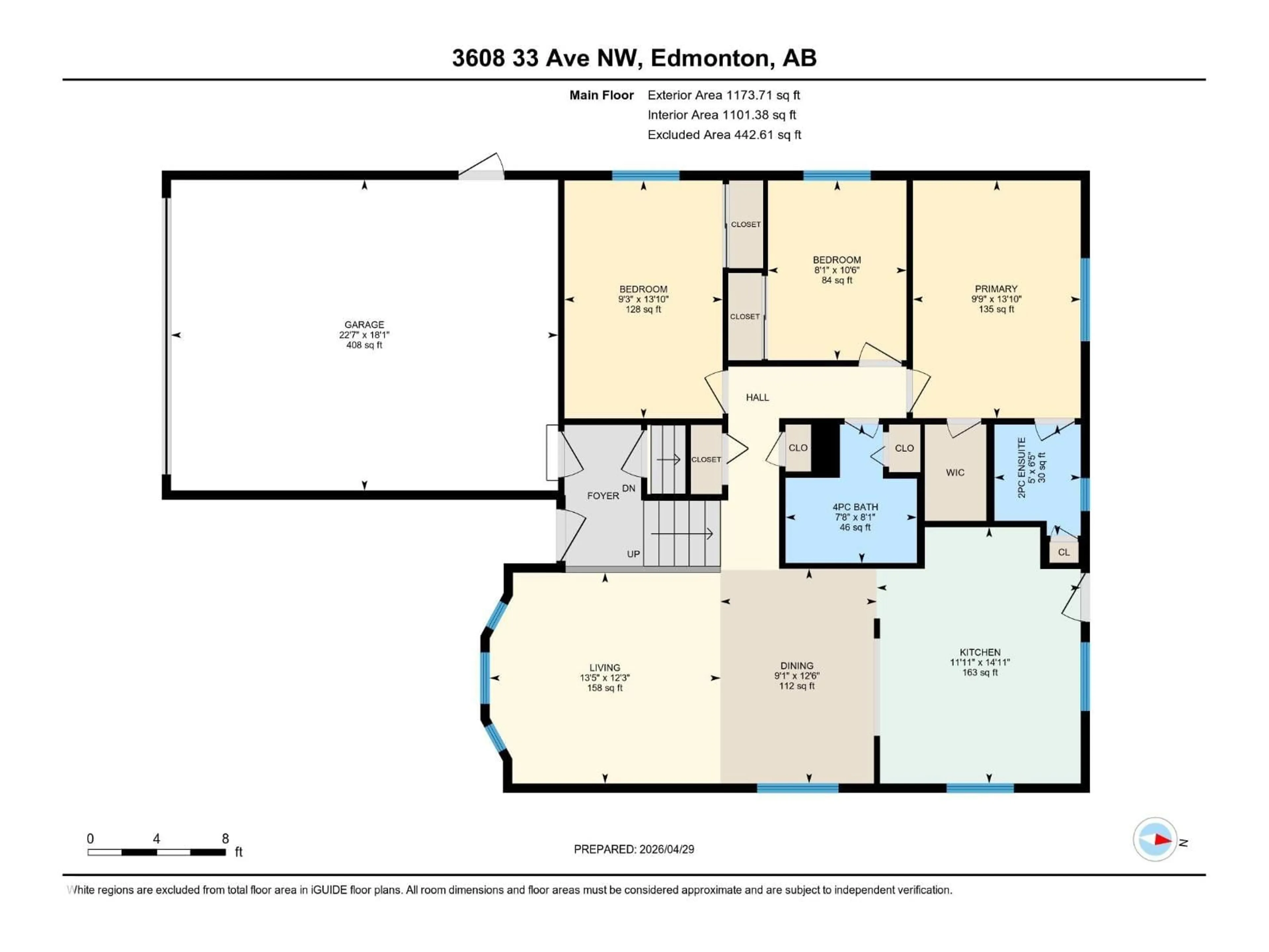 Floor plan for NW - 3608 33 AV, Edmonton Alberta T6L5G6