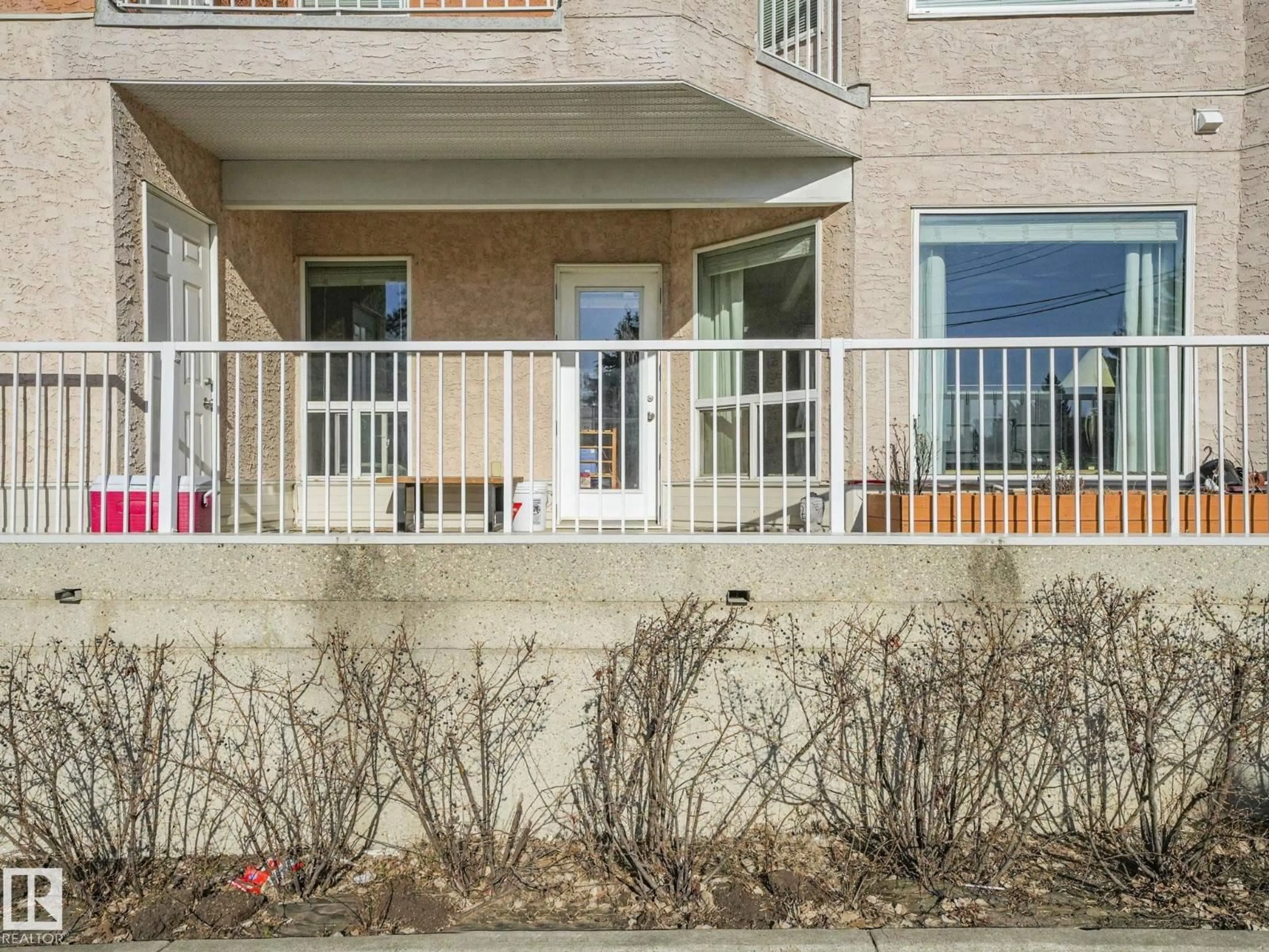 Balcony in the apartment, street for #103 - 9120 156 STREET NW, Edmonton Alberta T6R0S2