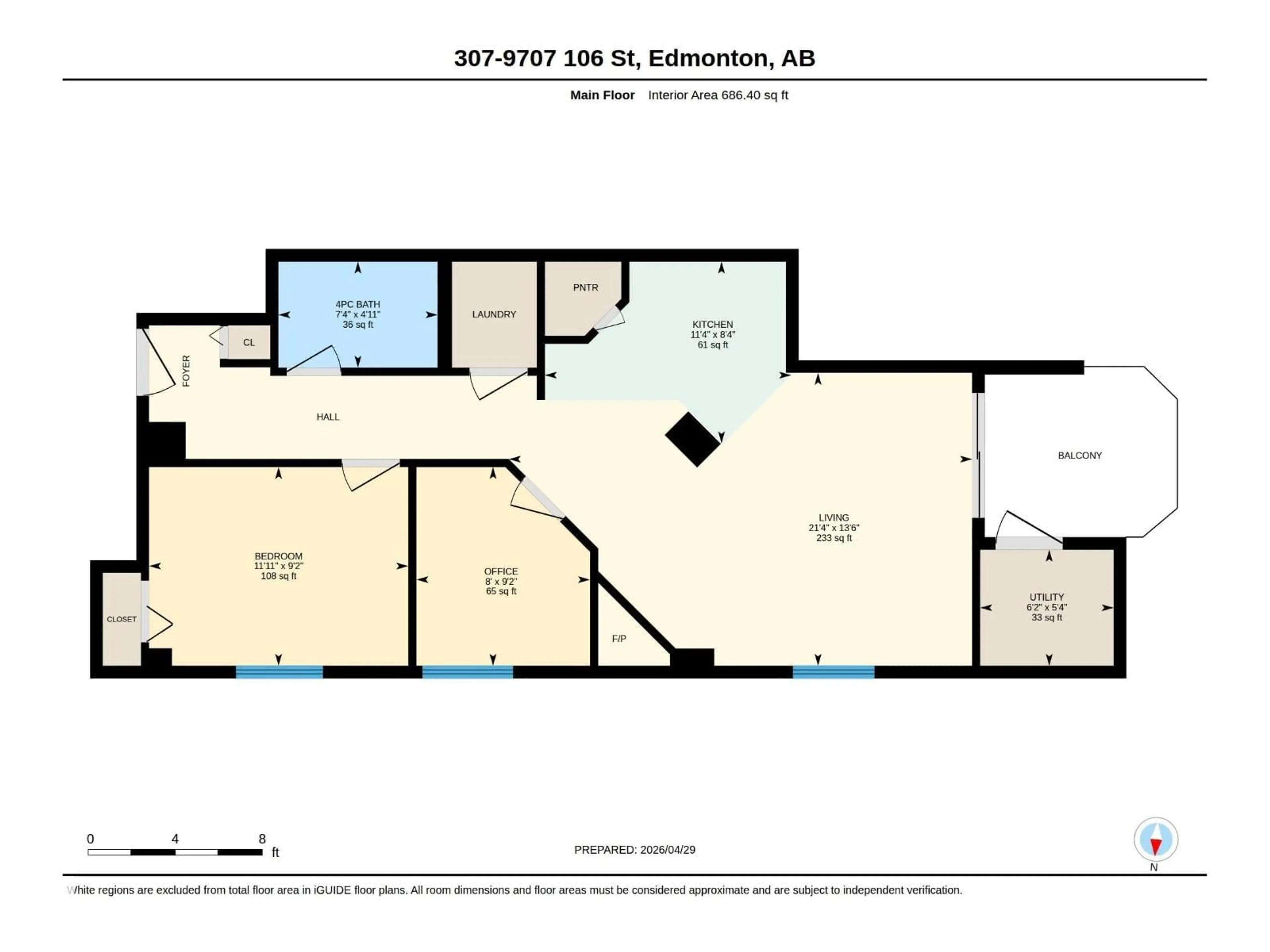 Floor plan for 307 - 9707 106 ST NW, Edmonton Alberta T5K0B7