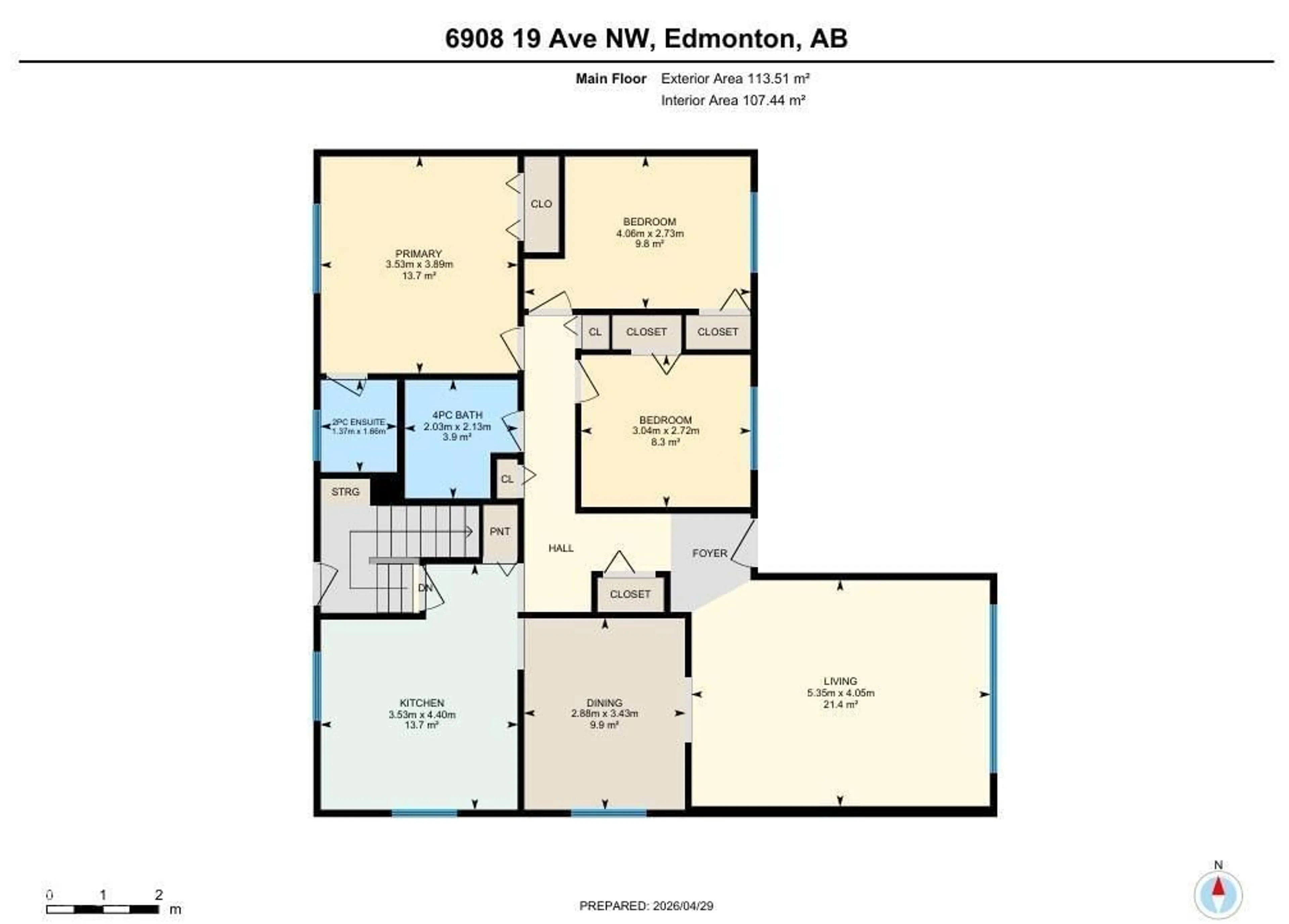 Floor plan for 6908 19 AV, Edmonton Alberta T6K2G9